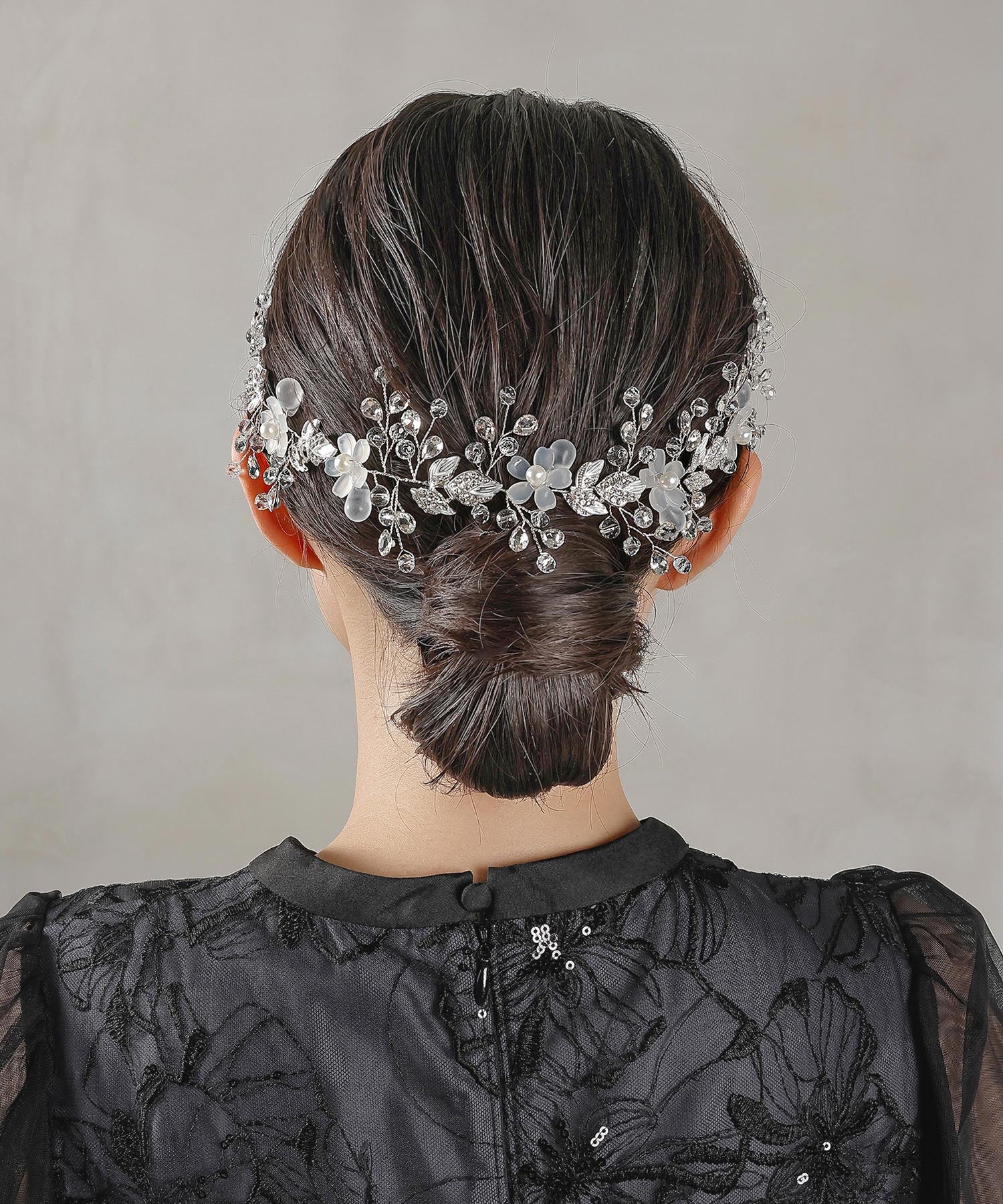 クリア フラワー ビジュー パール ヘッドドレス ヘアアクセサリー