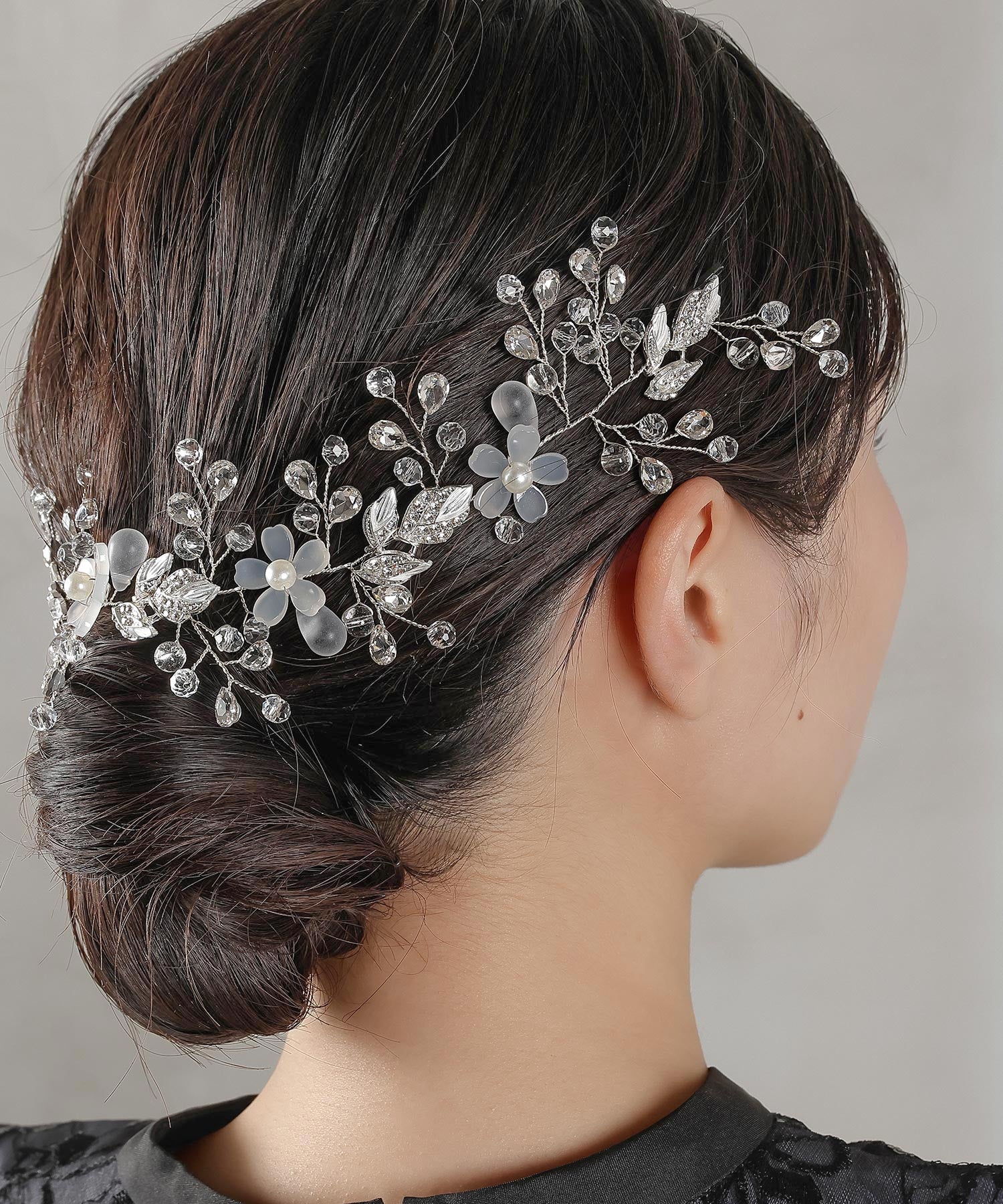 クリア フラワー ビジュー パール ヘッドドレス ヘアアクセサリー