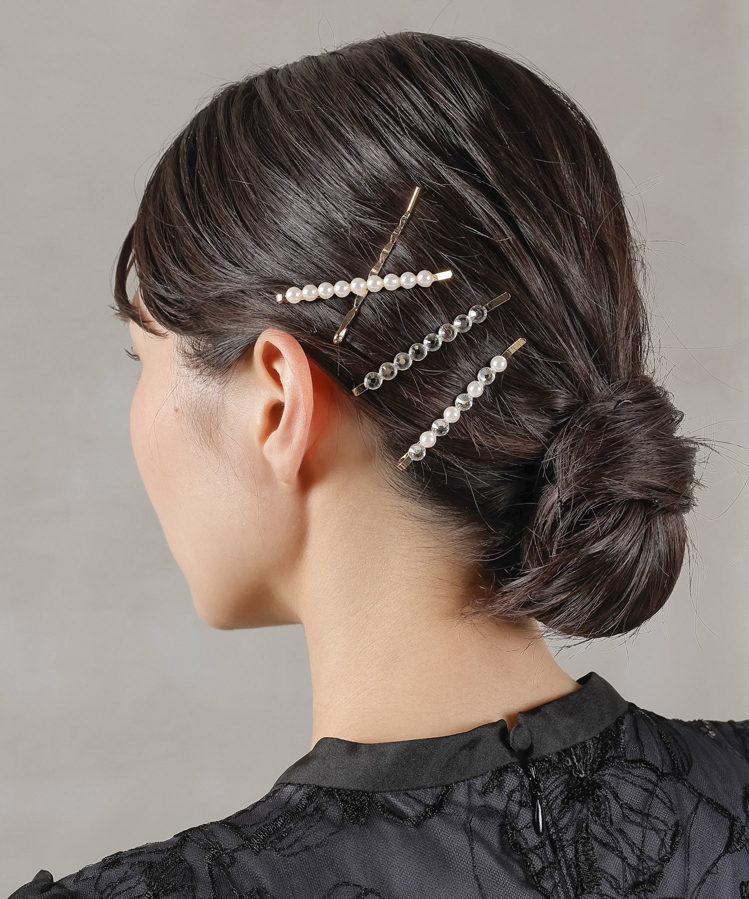 4点セットビジュー パール キラキラ メタル ヘアピン セット
