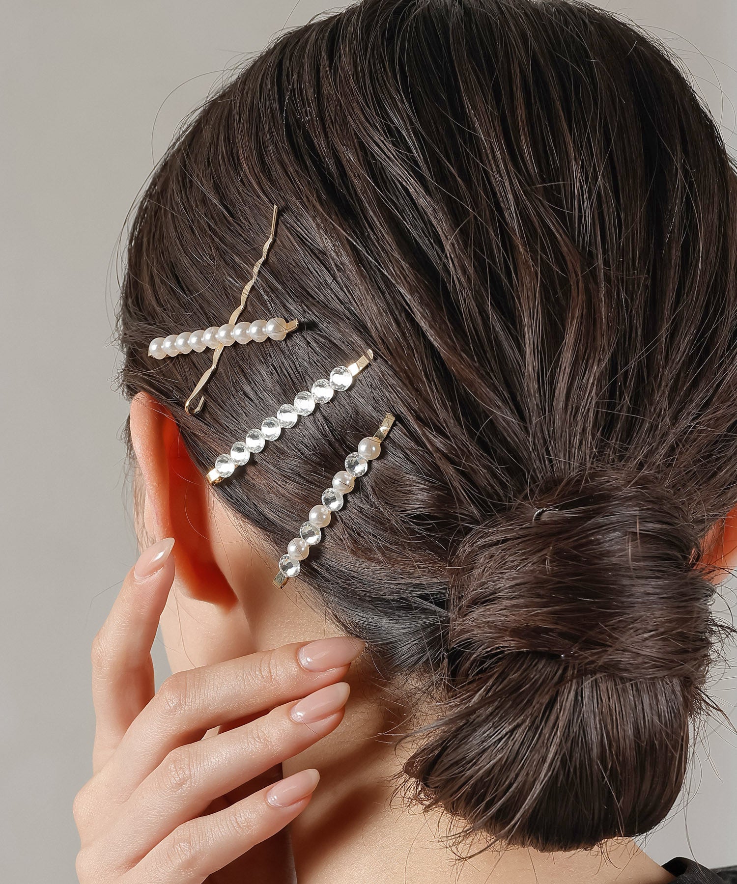 4点セットビジュー パール キラキラ メタル ヘアピン セット