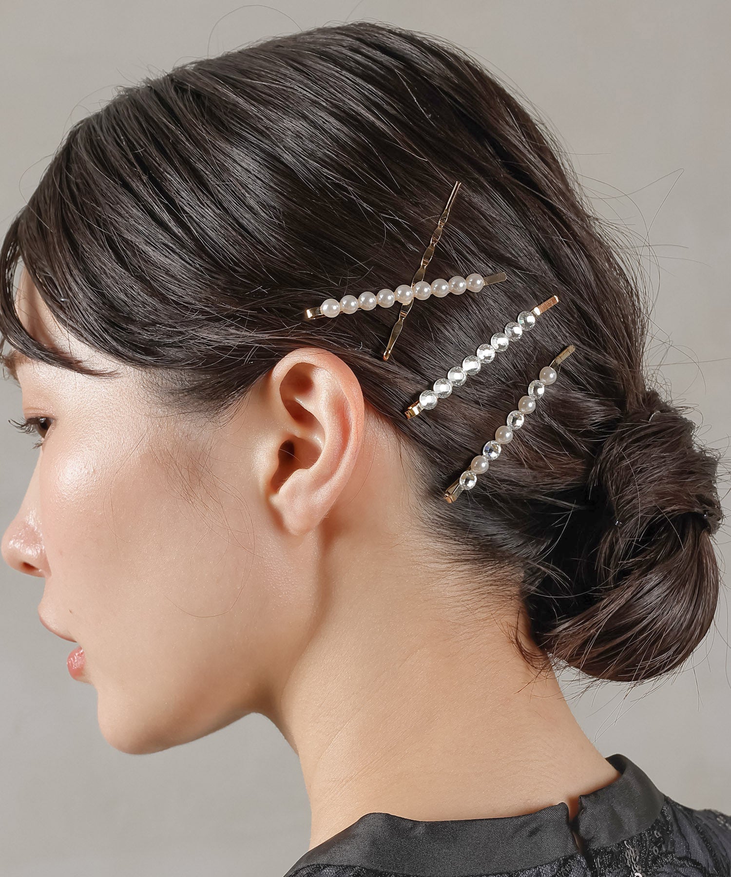 4点セットビジュー パール キラキラ メタル ヘアピン セット