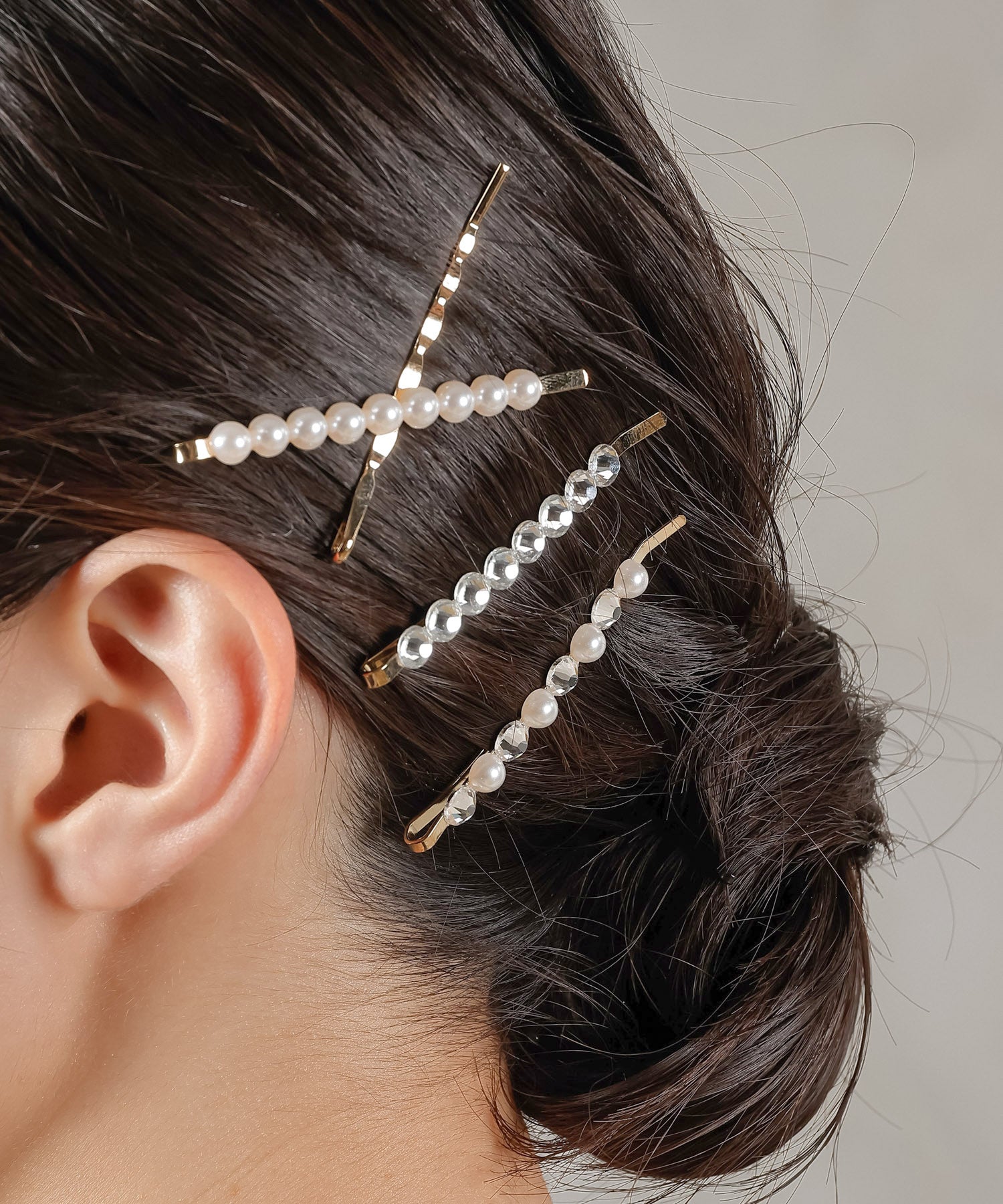 4点セットビジュー パール キラキラ メタル ヘアピン セット