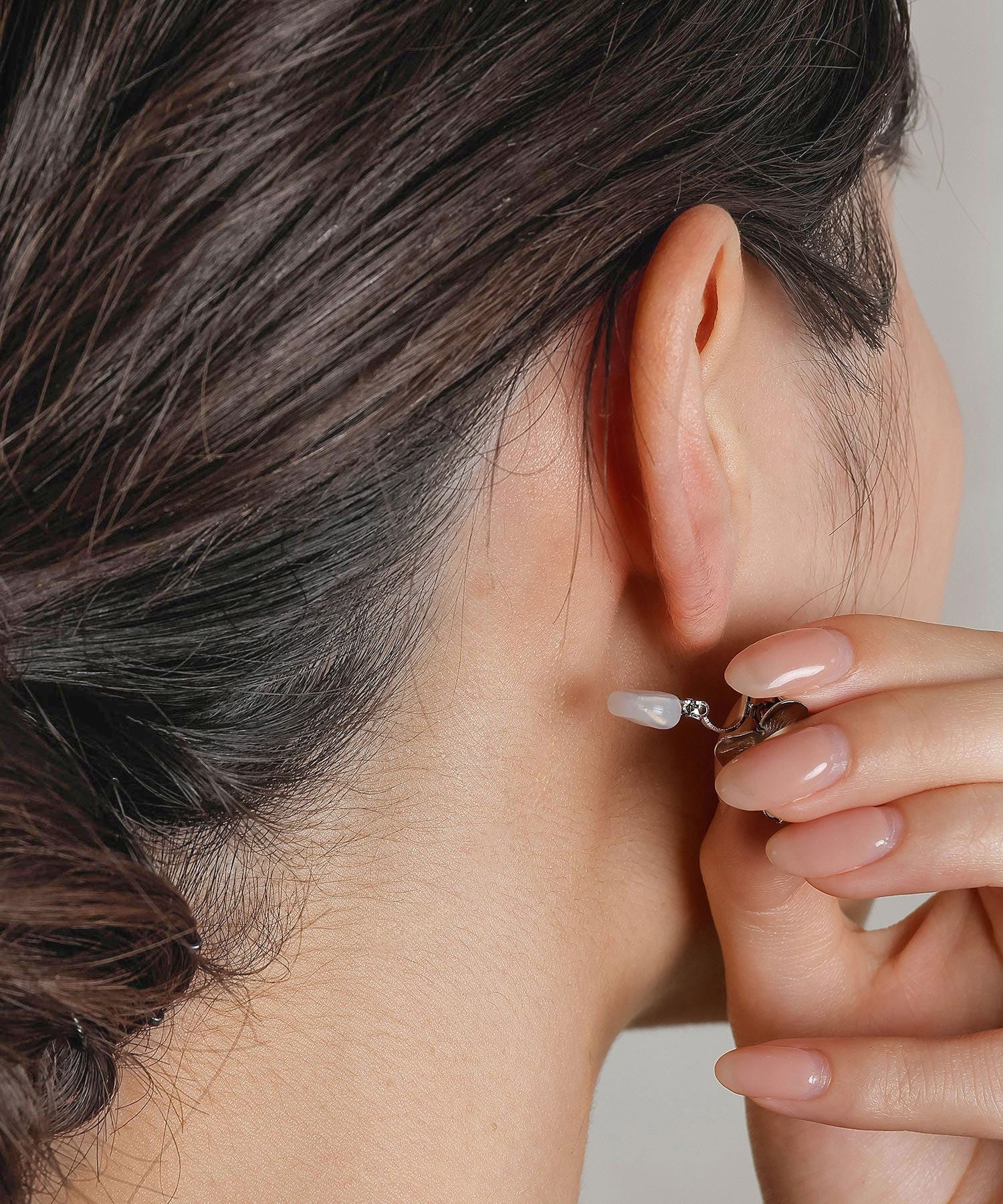 フラワーメタル 大粒パール イヤリング