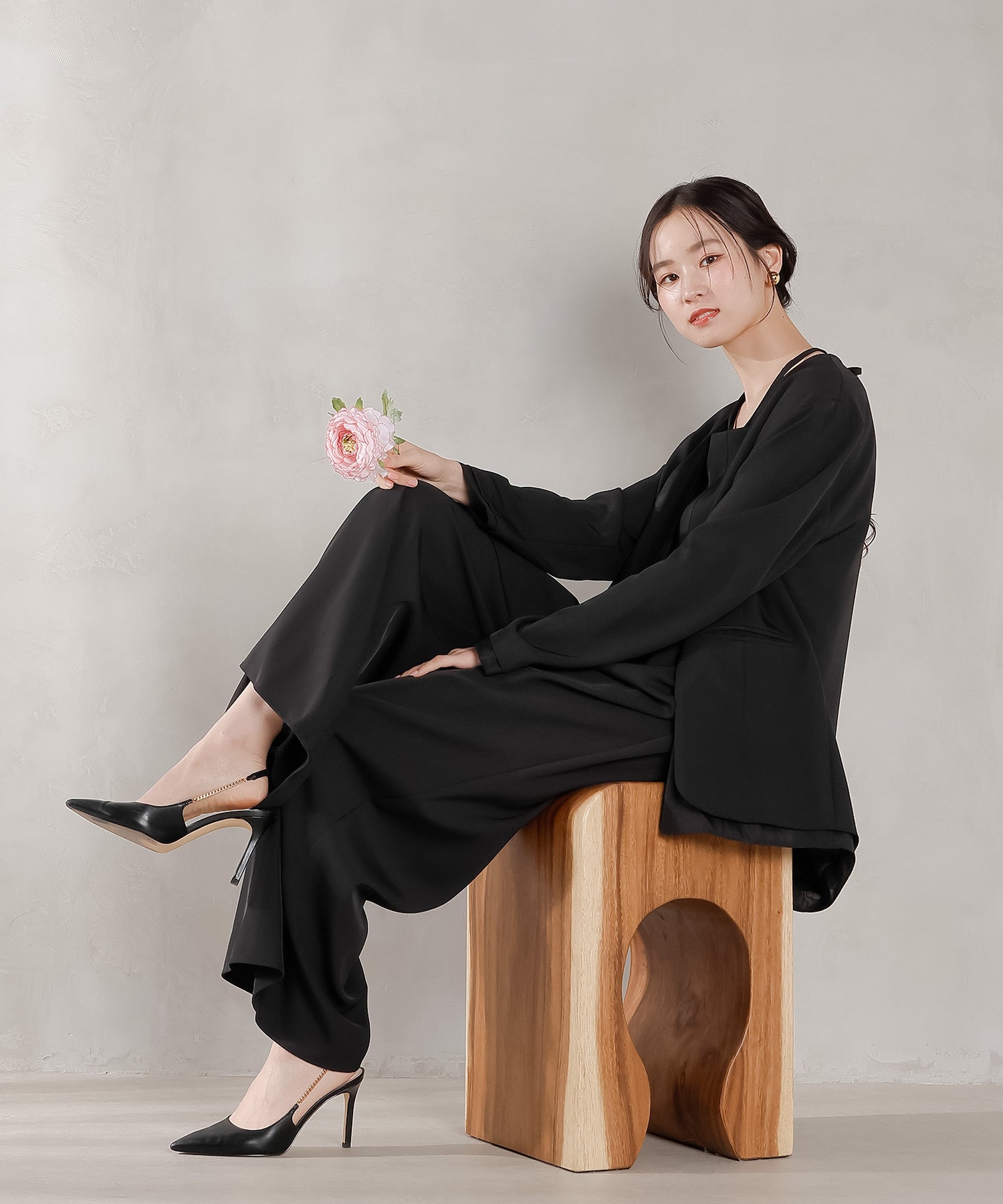 フロントシアージャケット ワイドパンツ オールインワン セットアップ