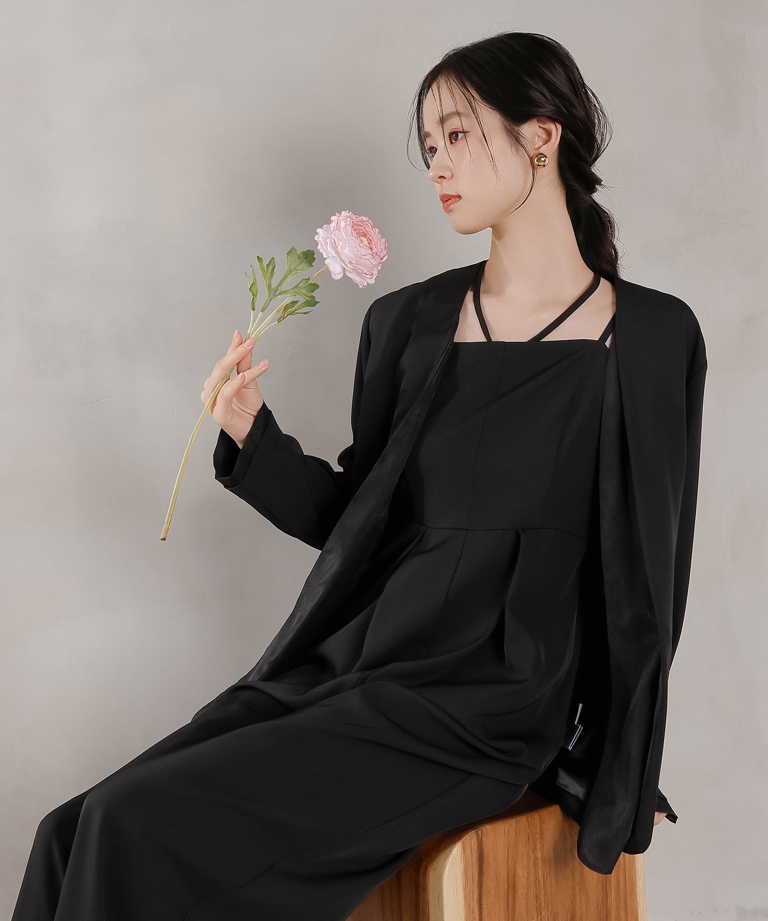フロントシアージャケット ワイドパンツ オールインワン セットアップ