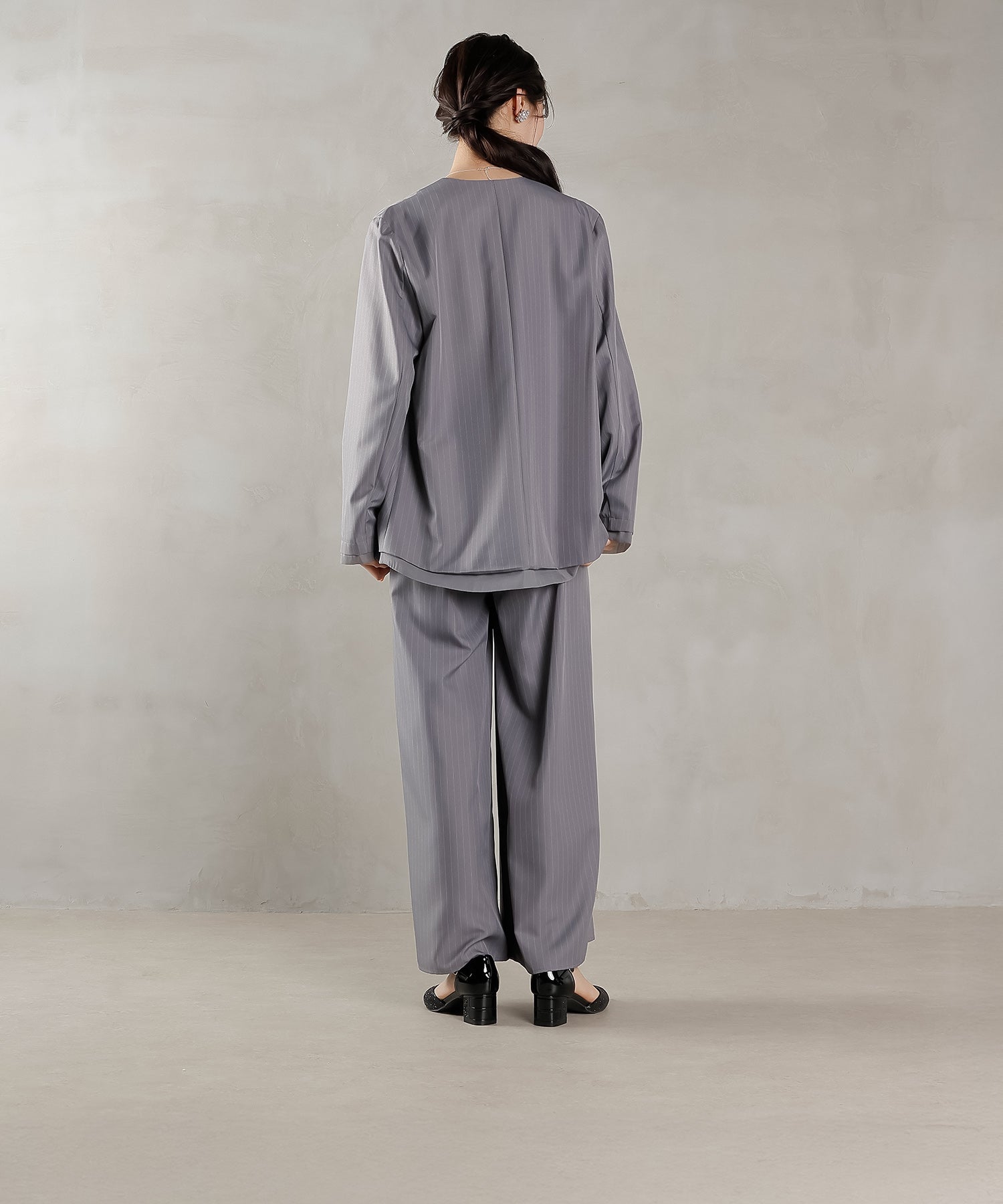フロントシアージャケット ワイドパンツ オールインワン セットアップ