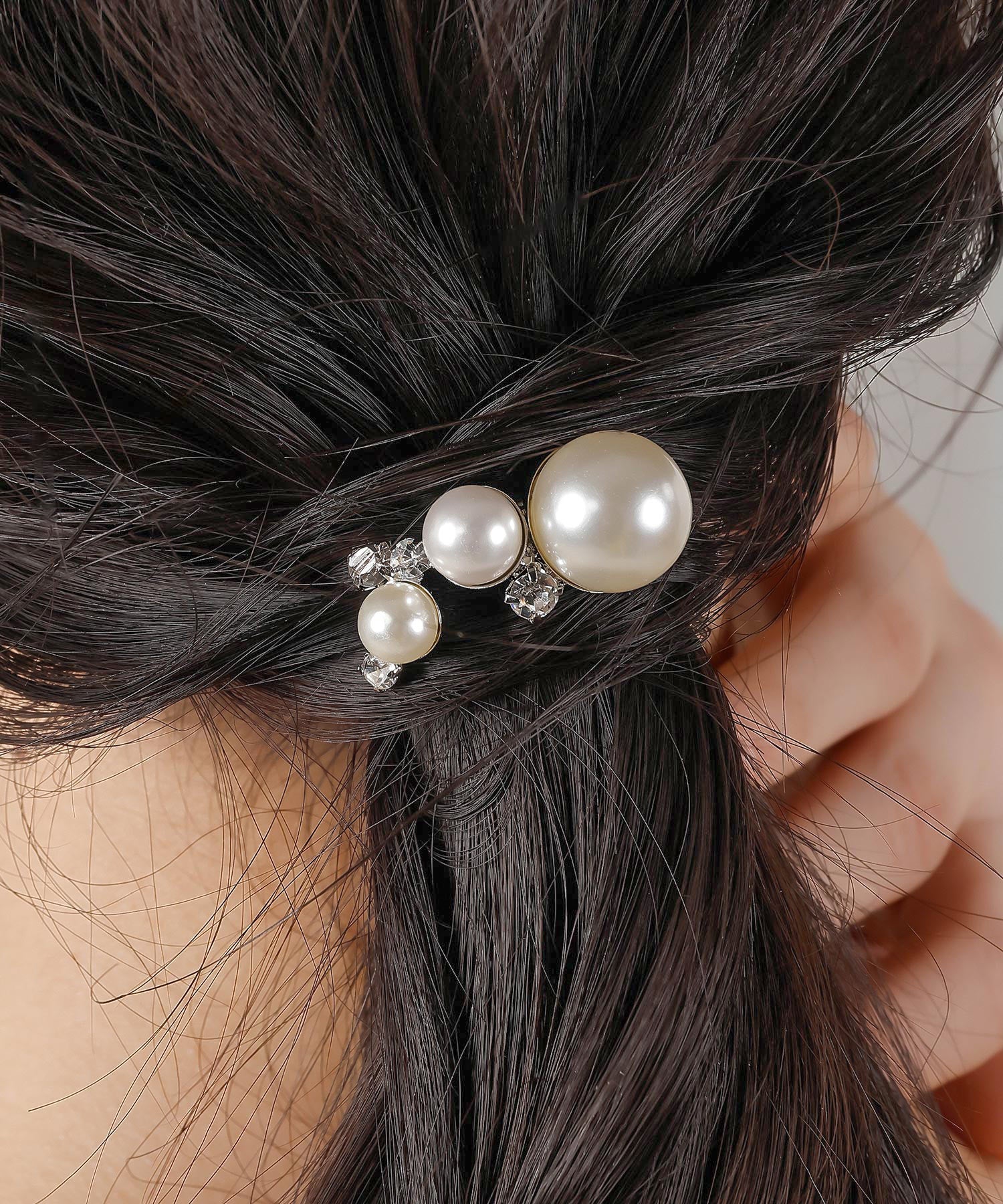 パール ビジュー ミニヘアカフ