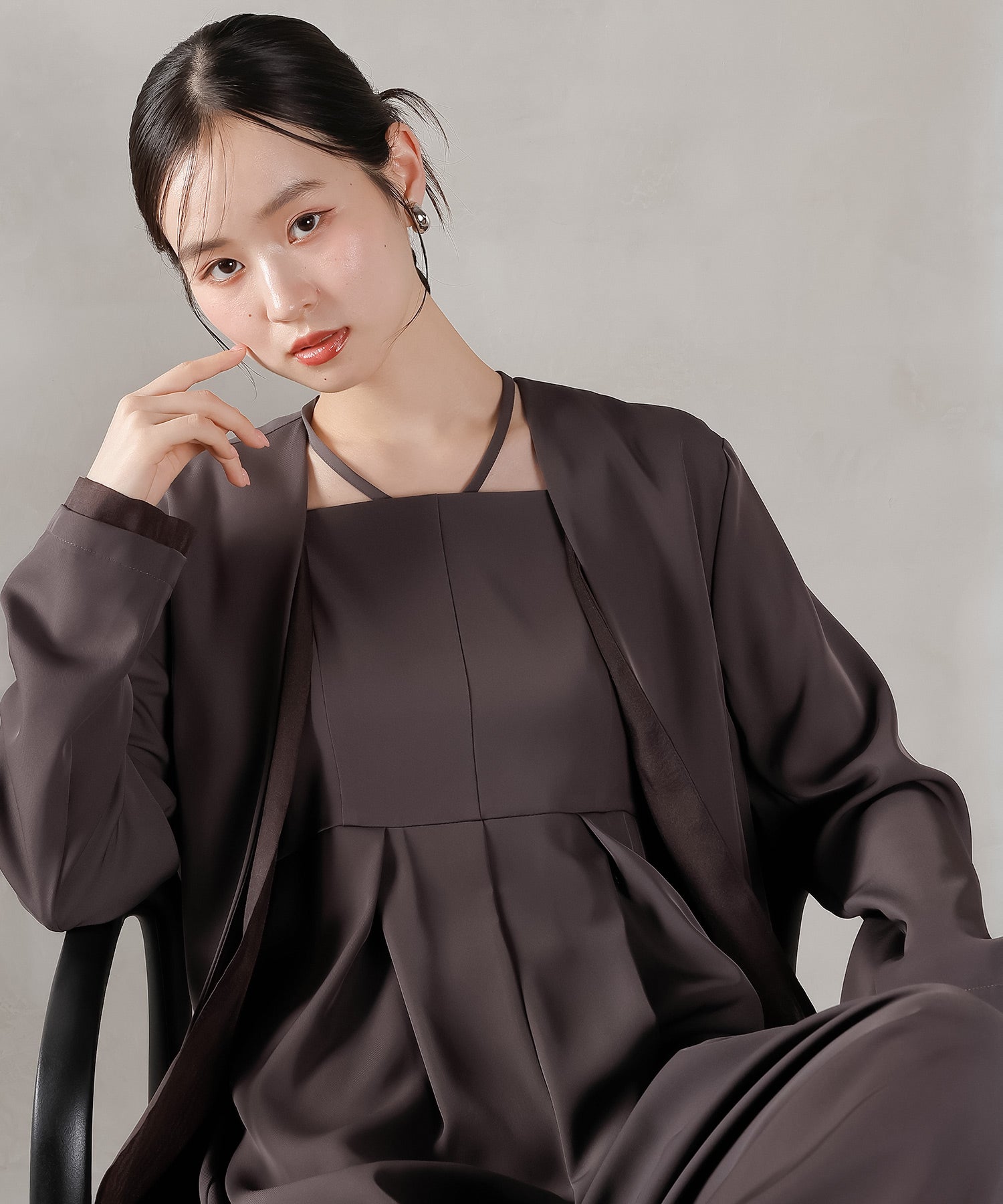 フロントシアージャケット ワイドパンツ オールインワン セットアップ