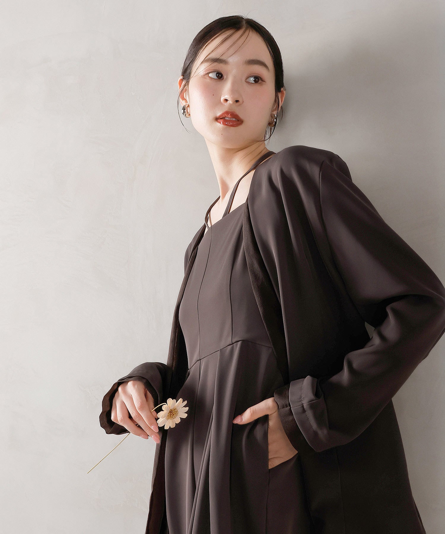 フロントシアージャケット ワイドパンツ オールインワン セットアップ