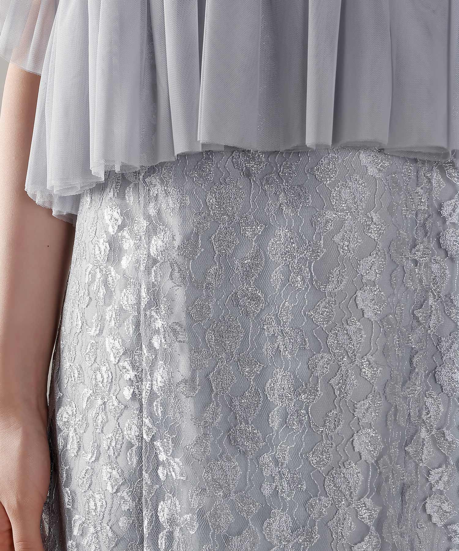 LA PERLA イタリア製　チュール　フリルボレロ ラメ花柄刺繍レースチュール フリル ボレロ フレアワンピース ドレス