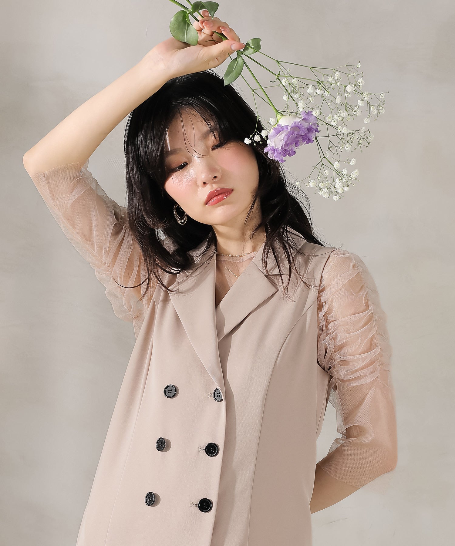 ロングジレ ワンピース チュール トップス スカート 3点セット ドレス