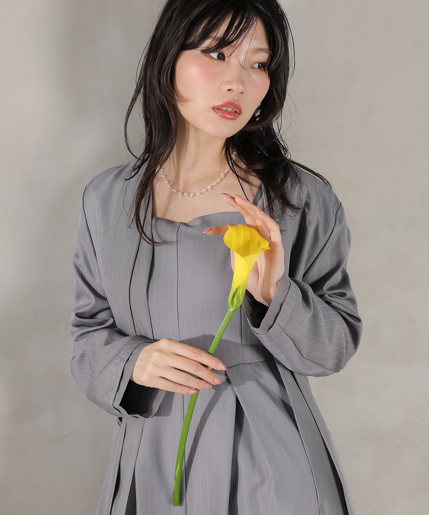 フロントシアージャケット ワイドパンツ オールインワン セットアップ
