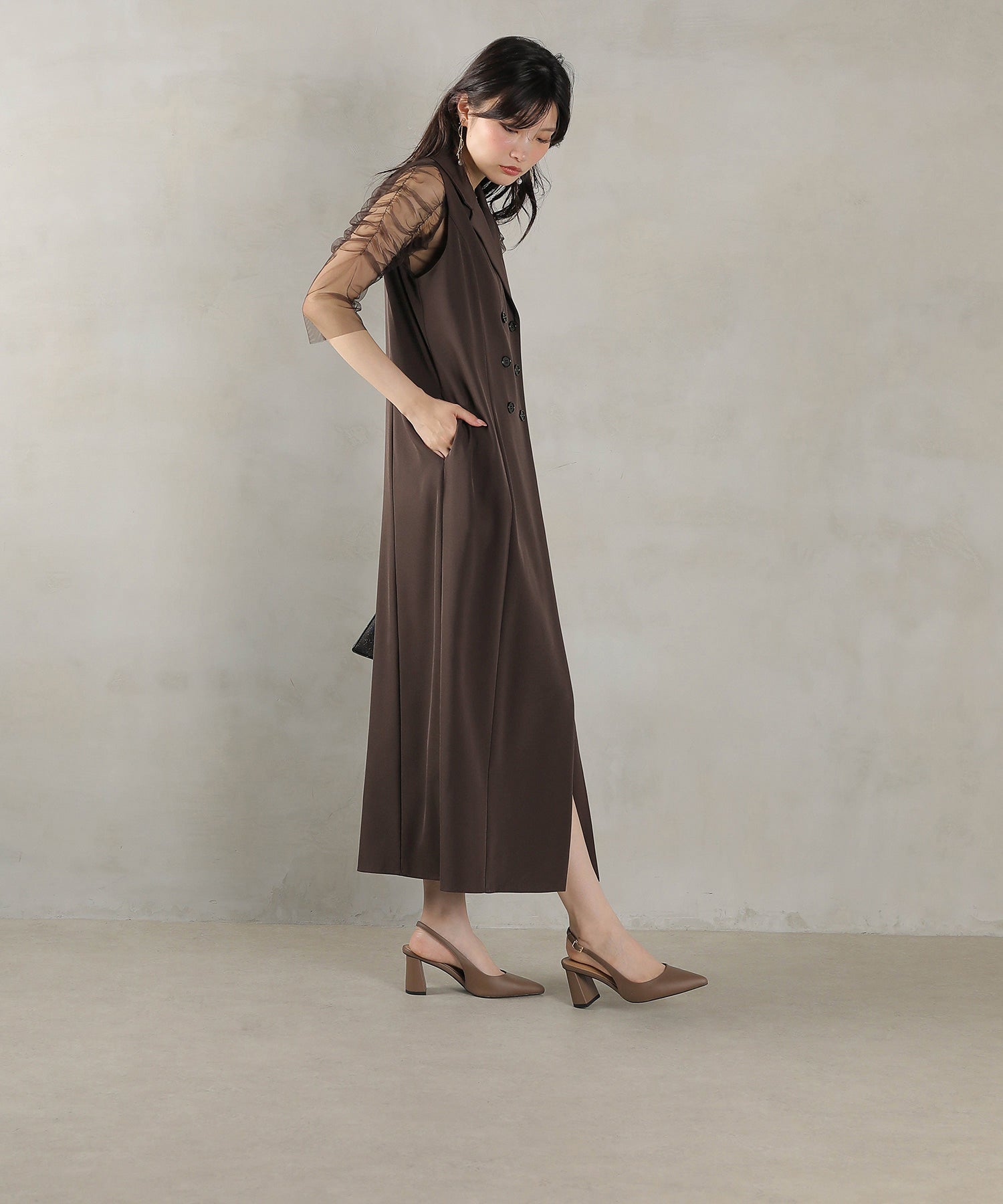 ロングジレ ワンピース チュール トップス スカート 3点セット ドレス