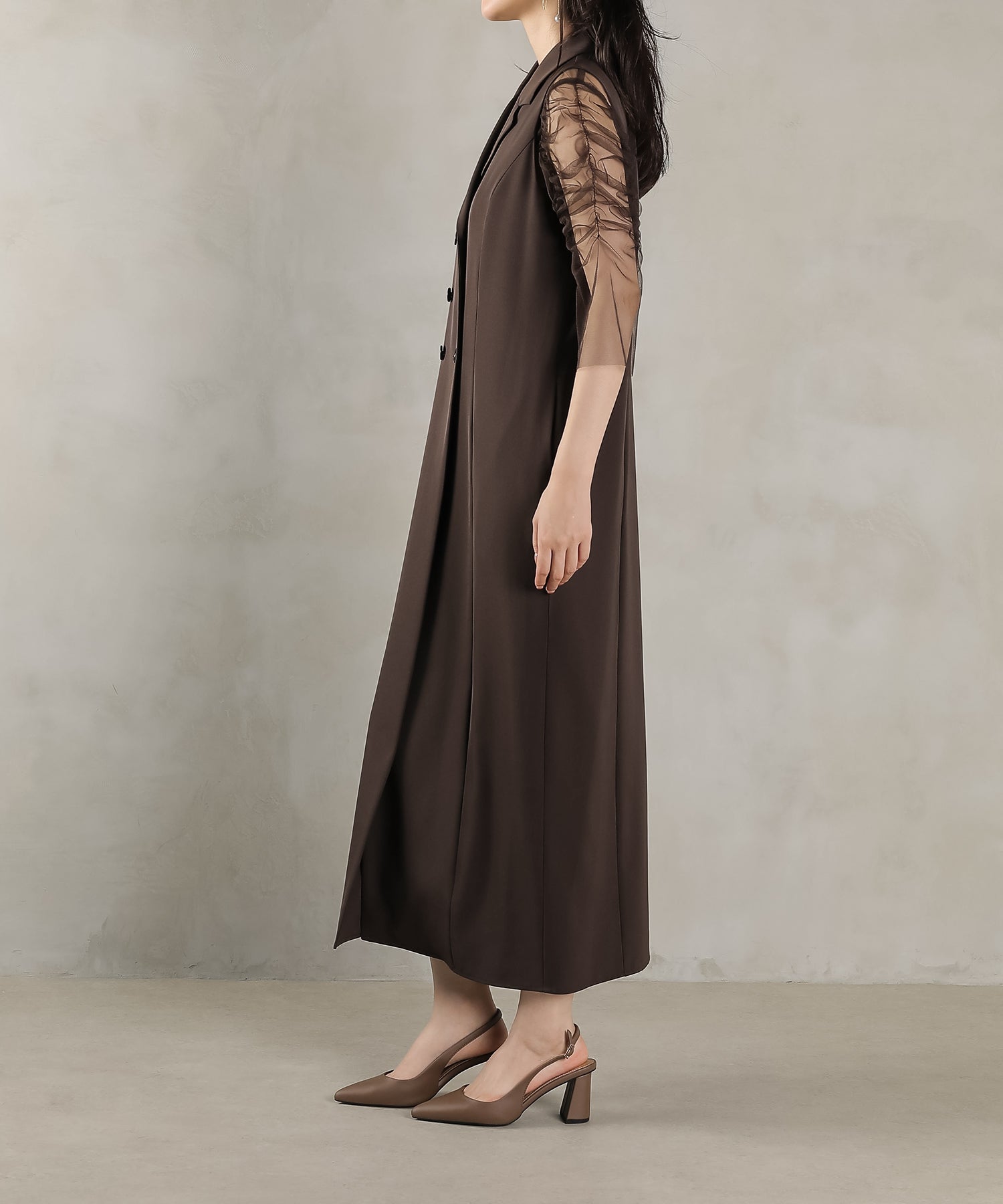 ロングジレ ワンピース チュール トップス スカート 3点セット ドレス