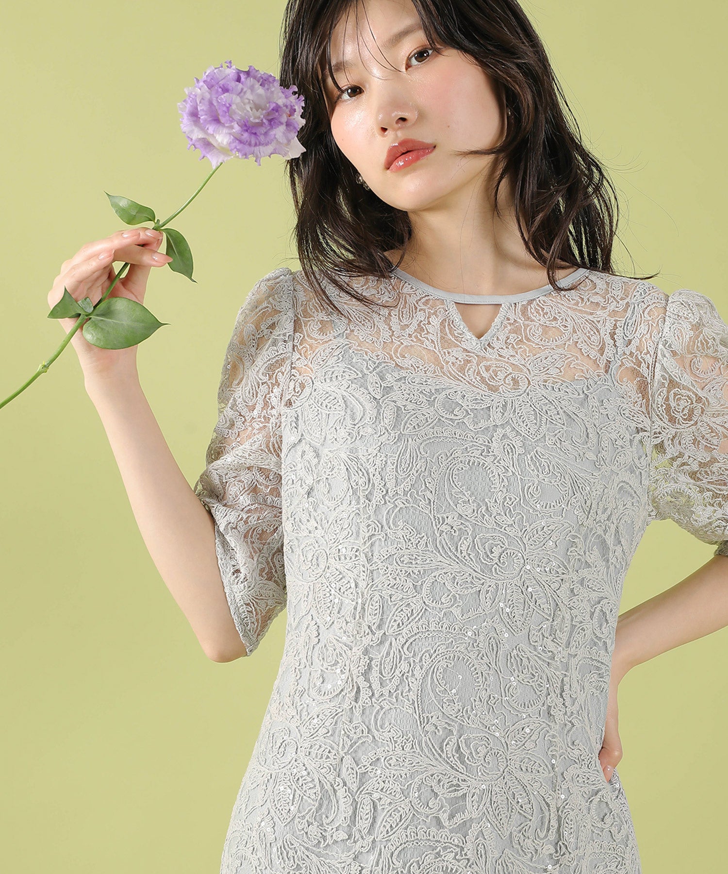 総レース スパンコール マーメイド ワンピース ドレス