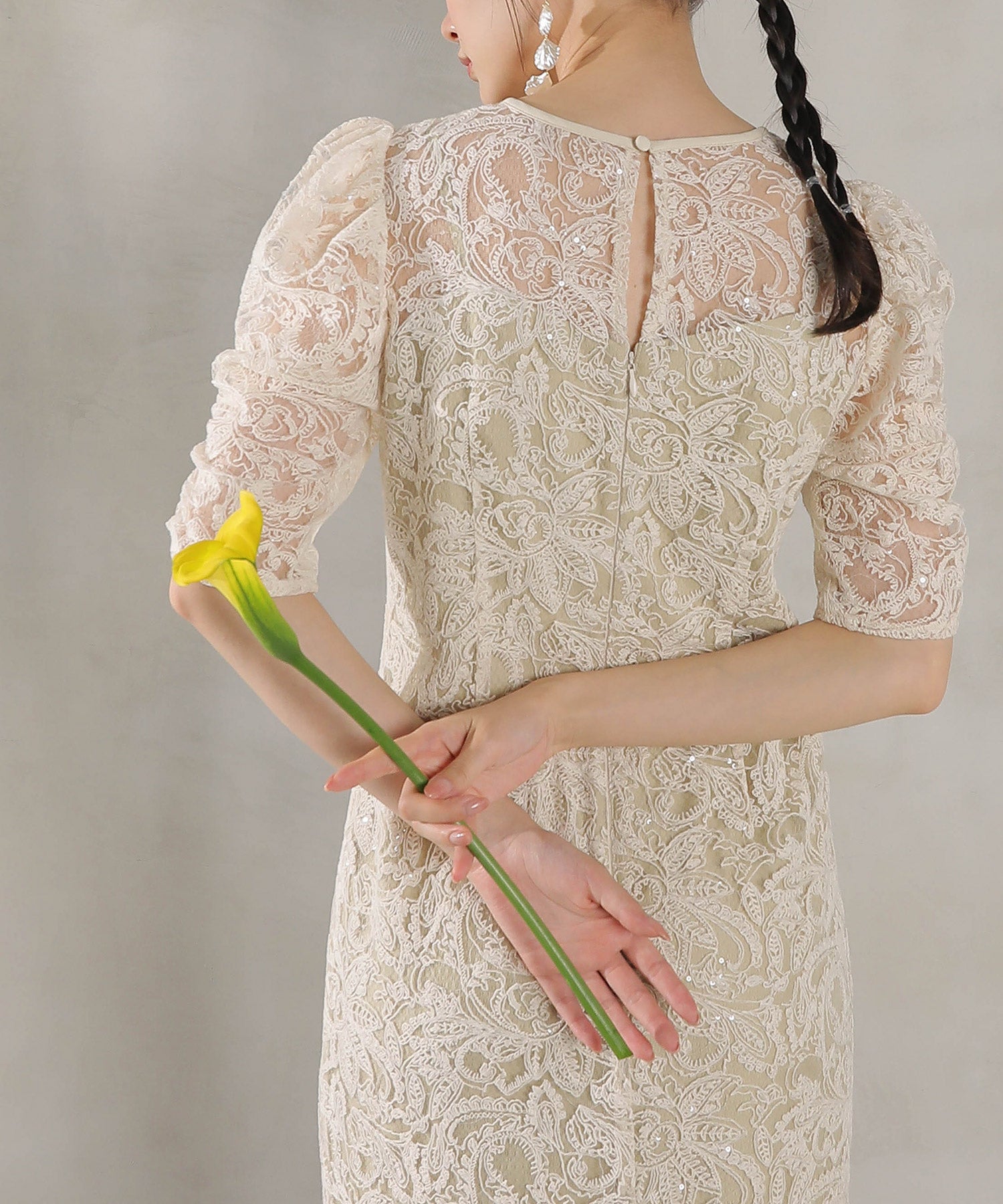 総レース スパンコール マーメイド ワンピース ドレス