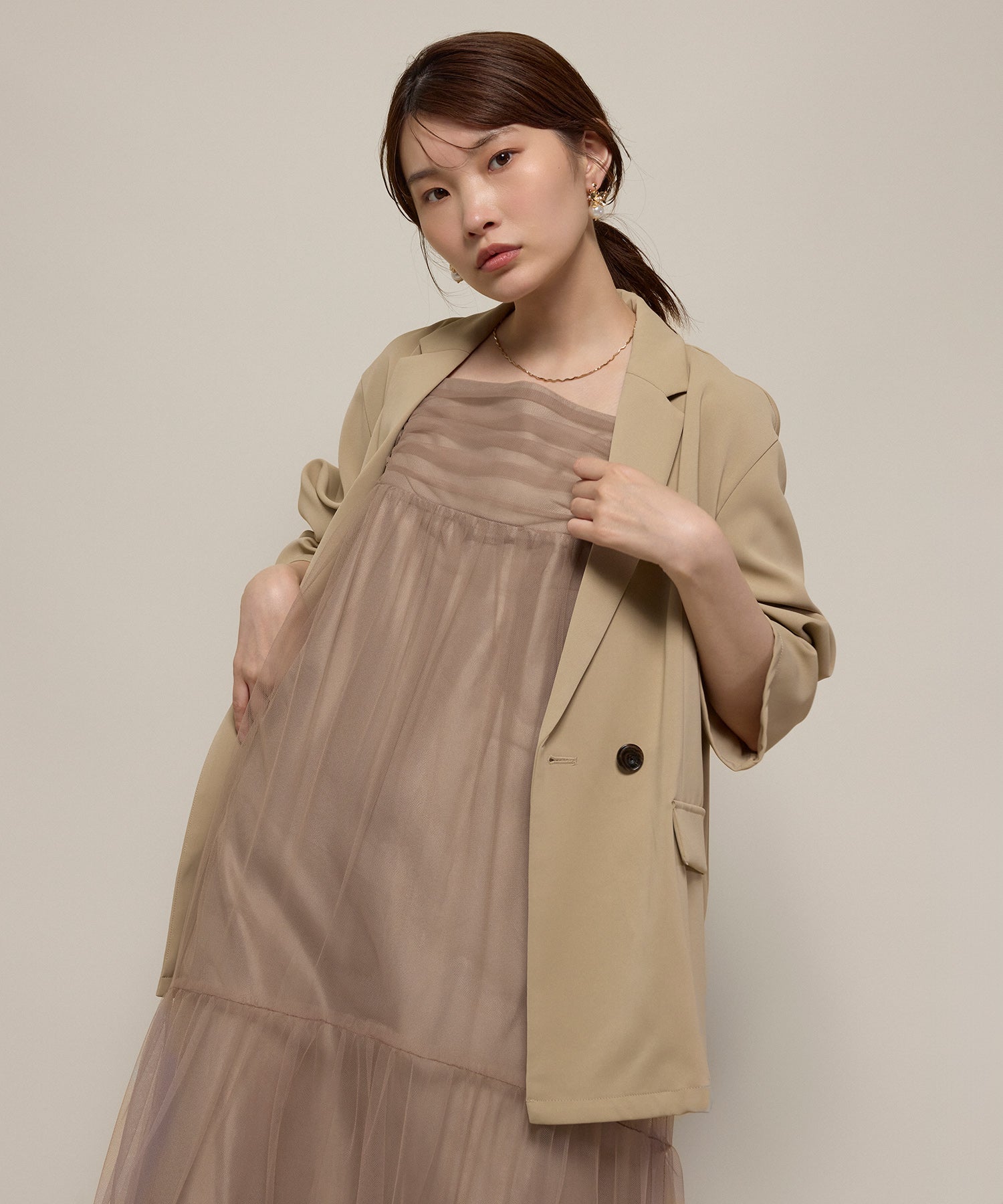 167cm / 着用 M / ベージュ
