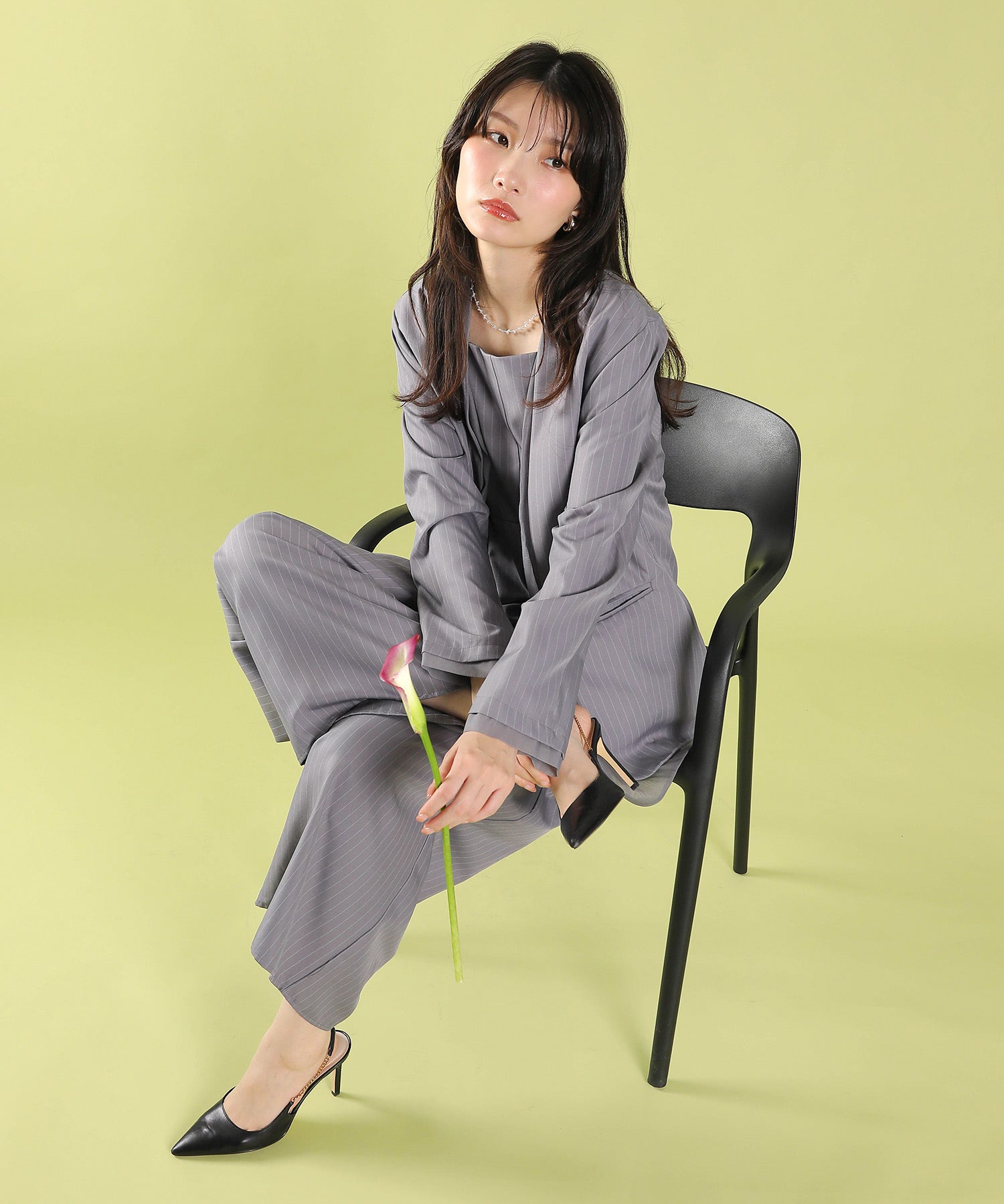 フロントシアージャケット ワイドパンツ オールインワン セットアップ