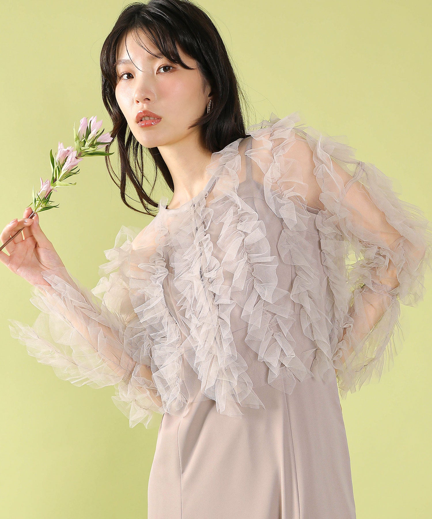 チュールフリル ギャザー ボレロ トップス