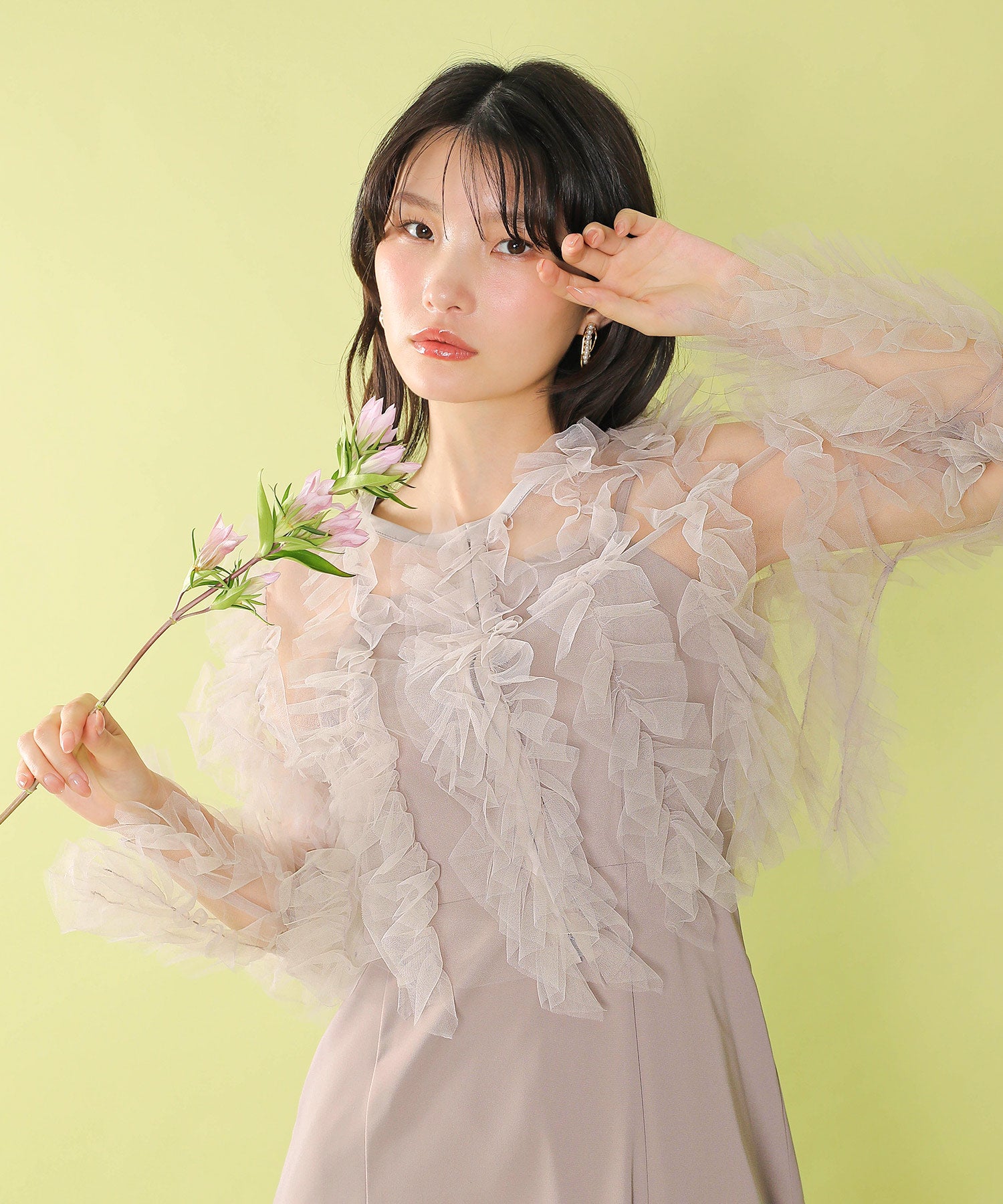 チュールフリル ギャザー ボレロ トップス