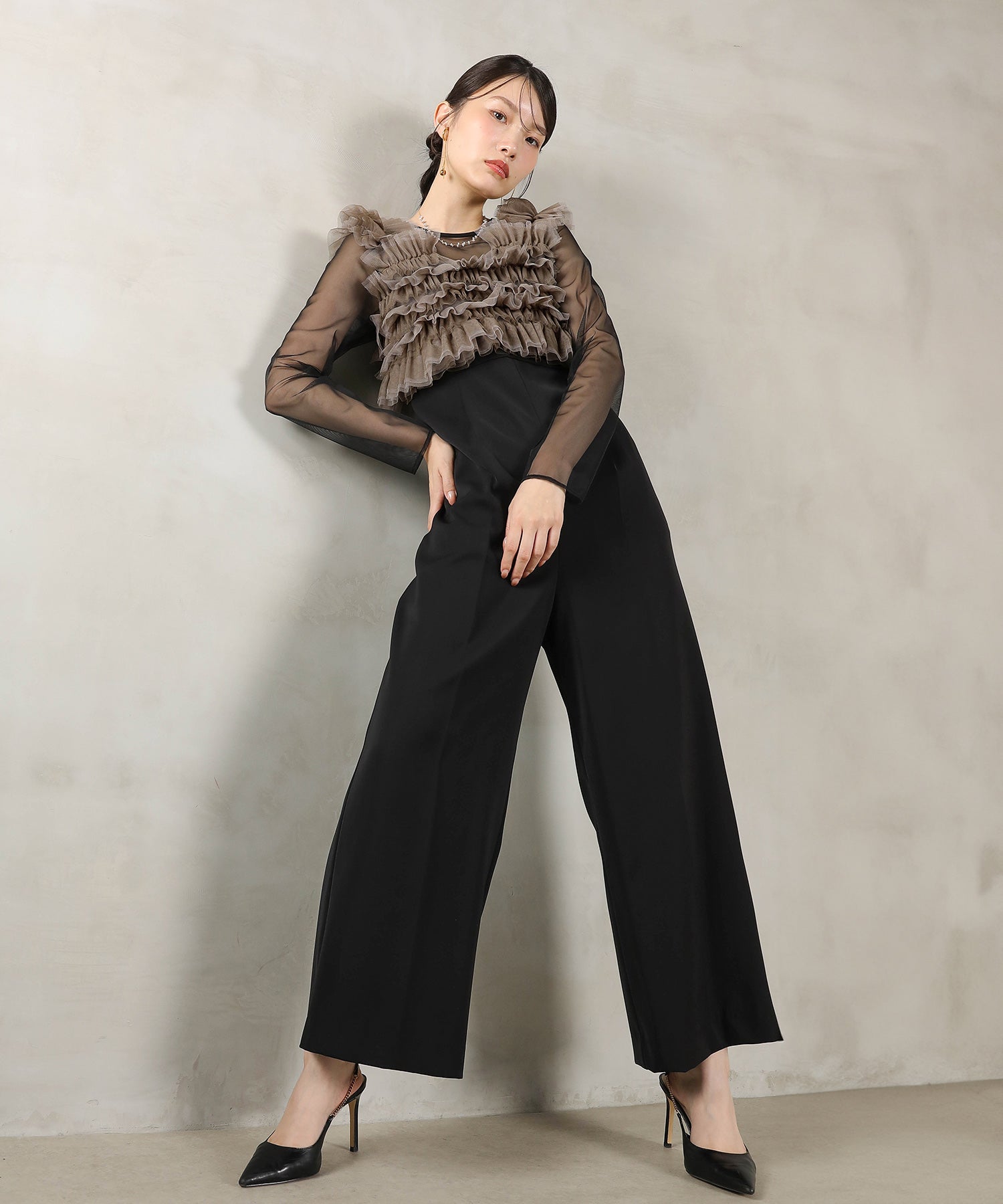 167cm / 着用 M / ブラックベージュ