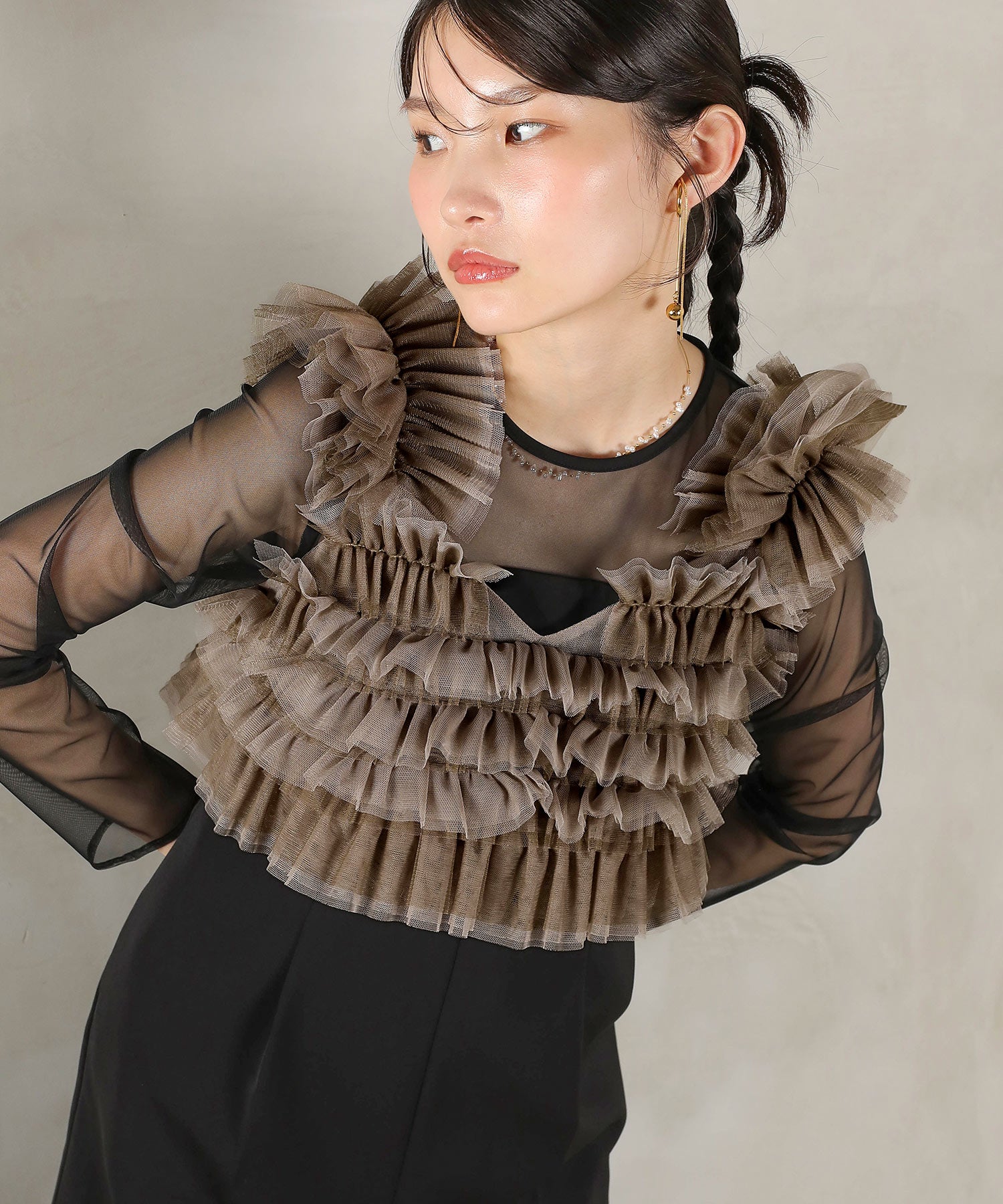 チュールビスチェ ワイドパンツ オールインワン ドレス 2点セット