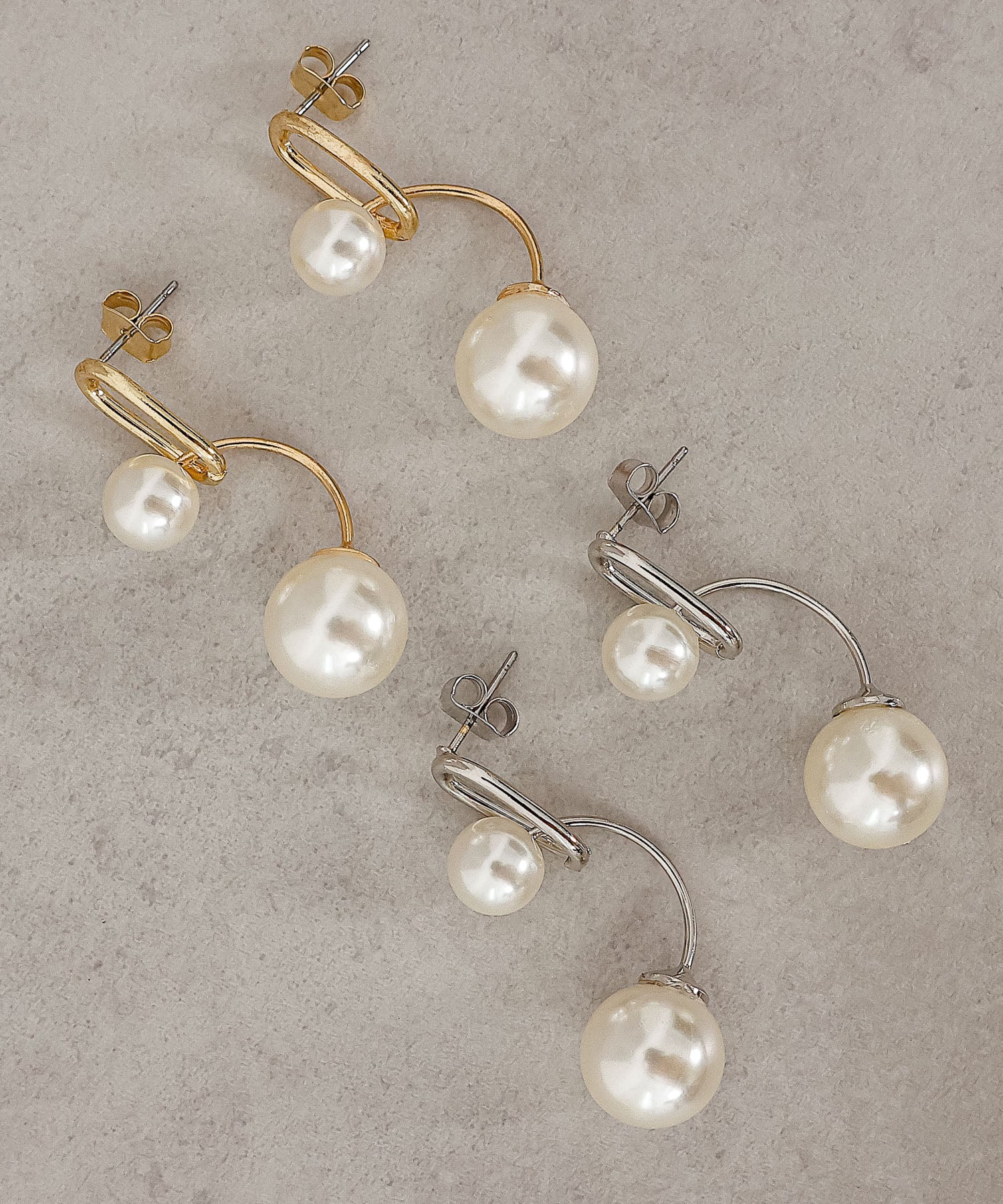 パールドロップ 2連ピアス