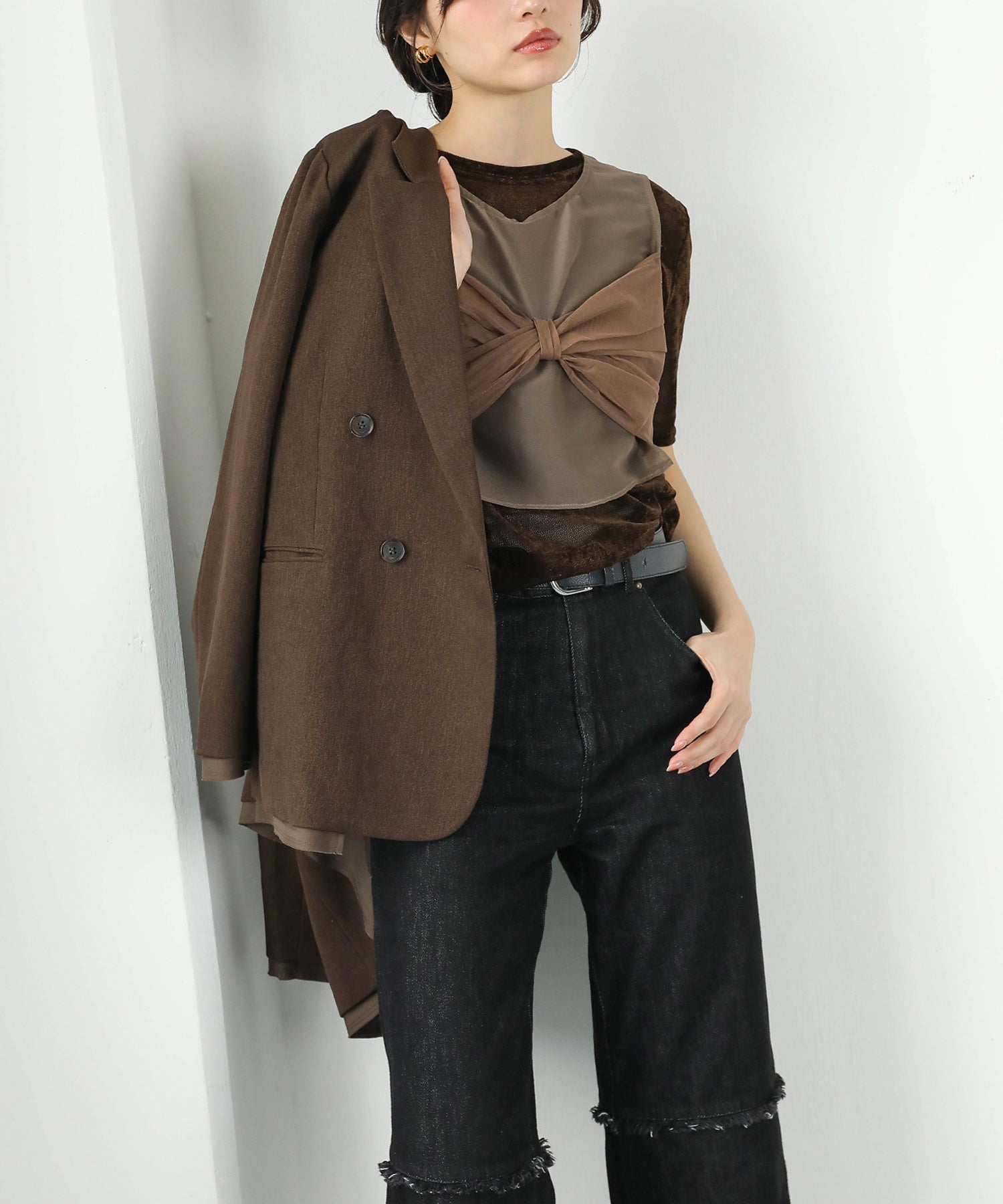 リボン チュール トップス Aライン ワンピース ドレス 2点セット