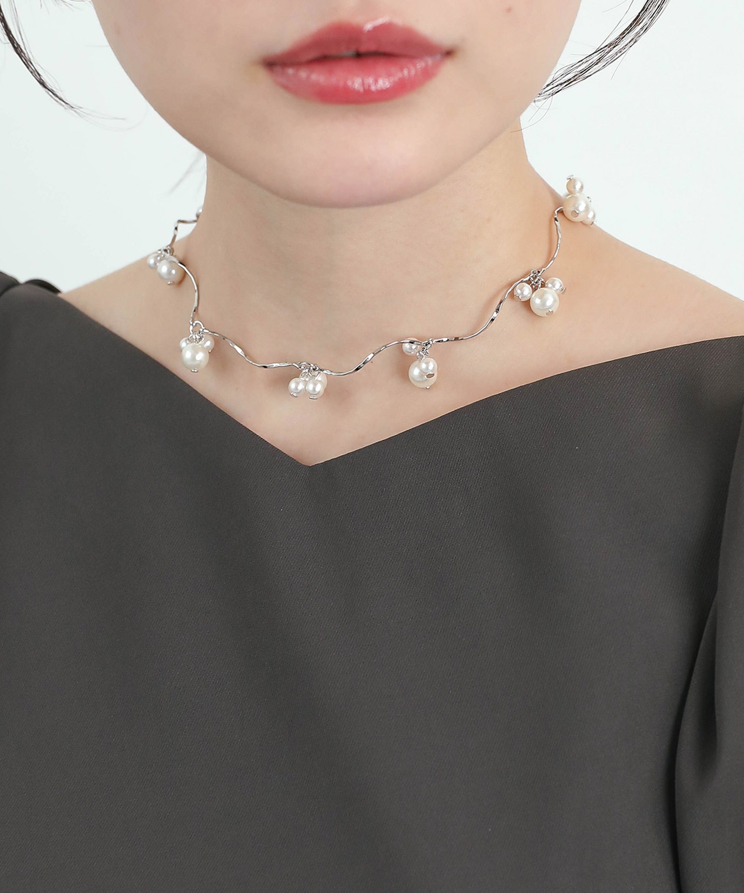 パールポイント ウェーブ ネックレス