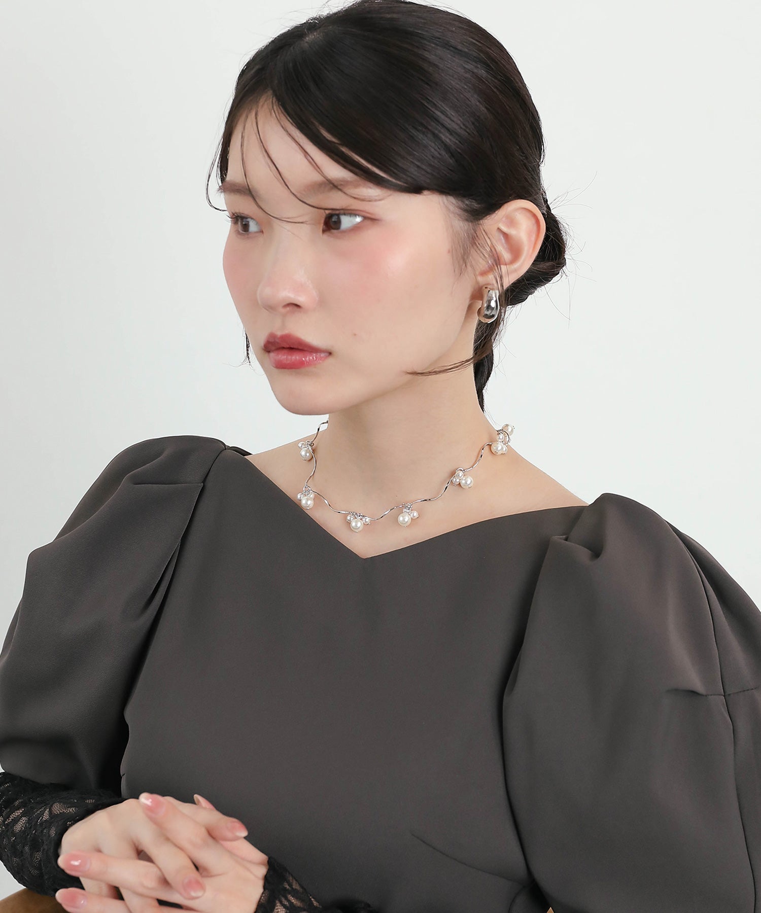 パールポイント ウェーブ ネックレス