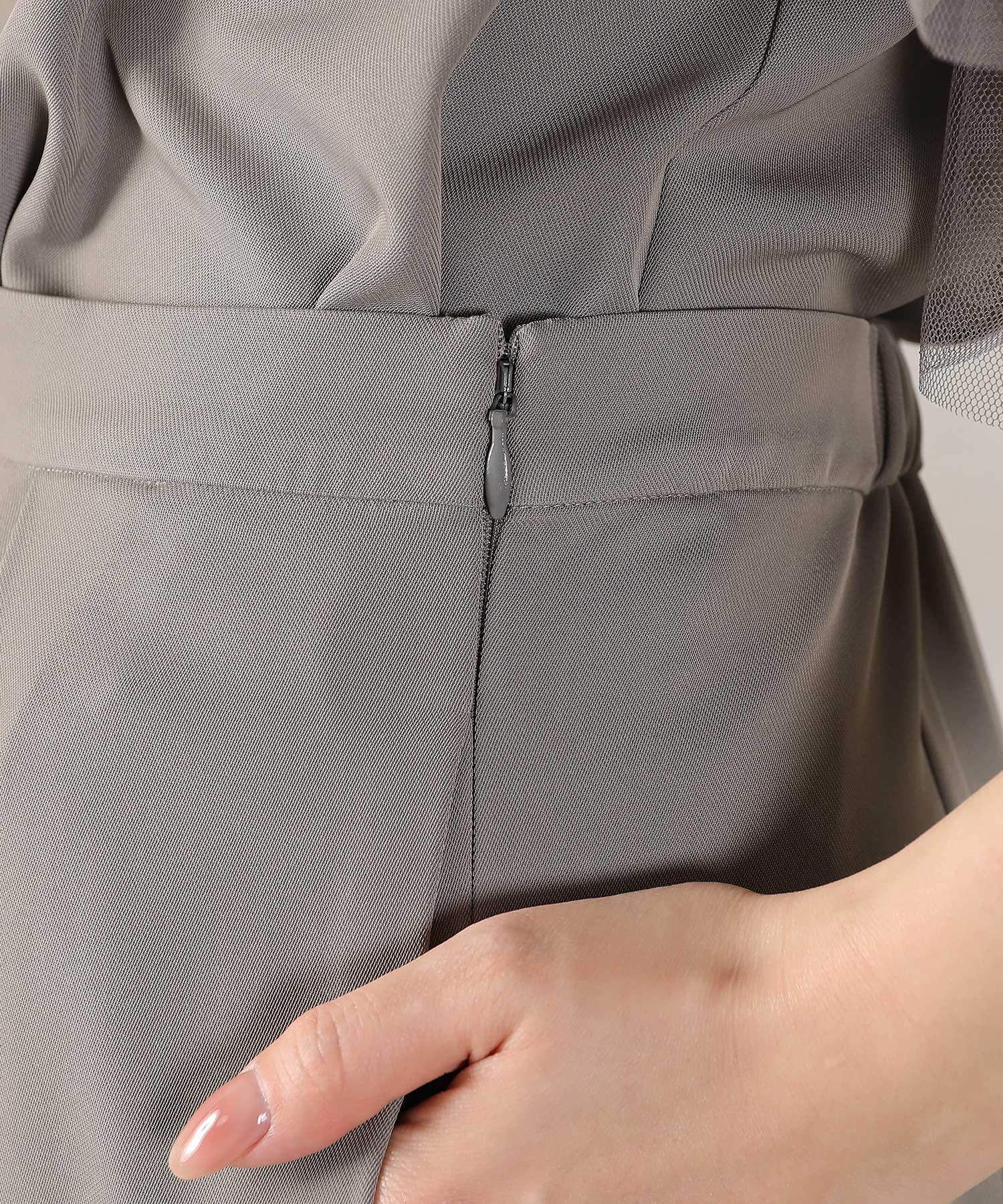 レースチュール ボリューム袖 パンツドレス 3点セット