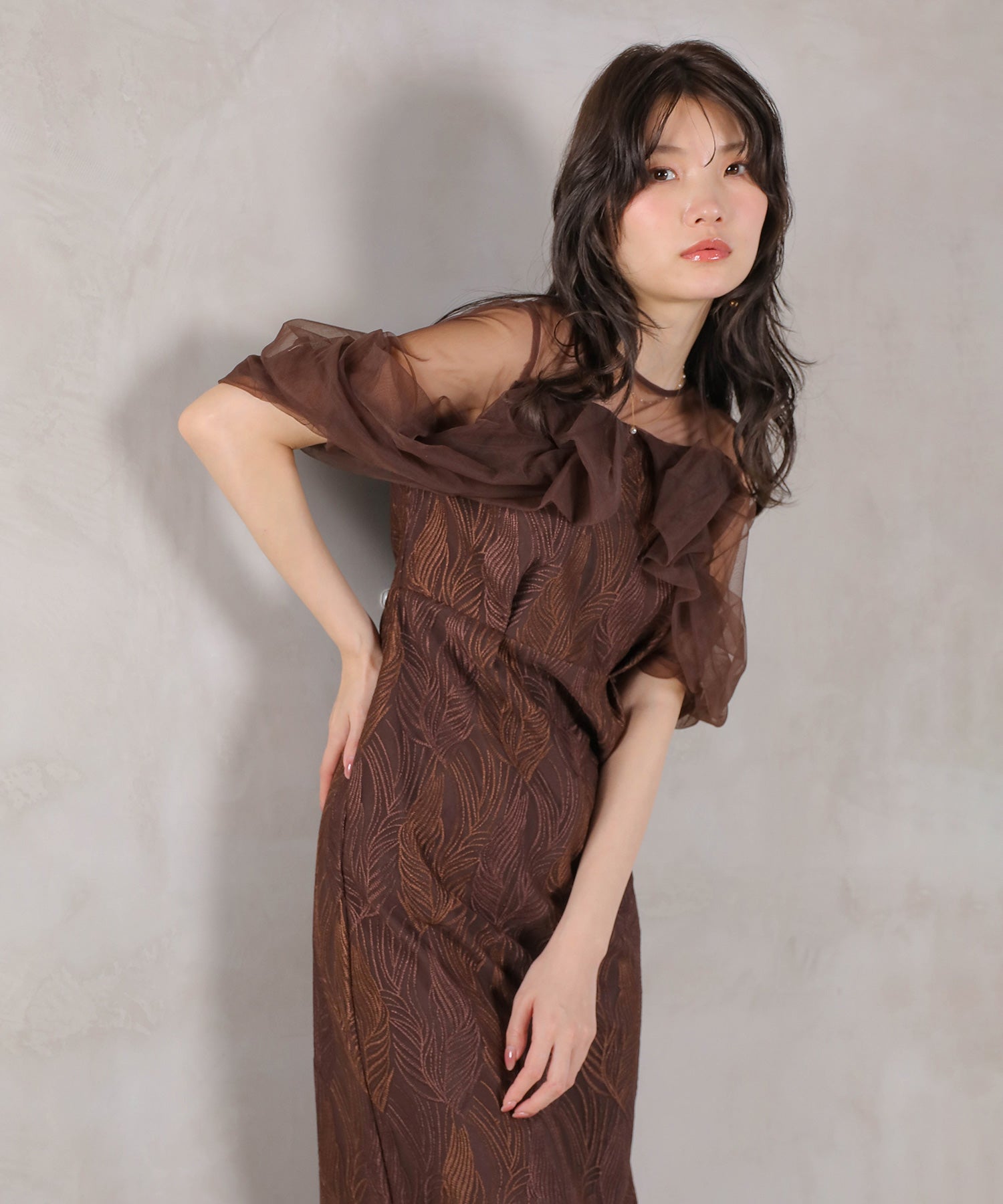 チュール レース トルネード ペンシル ワンピース ドレス パーティー 結婚式 お呼ばれ オケージョン