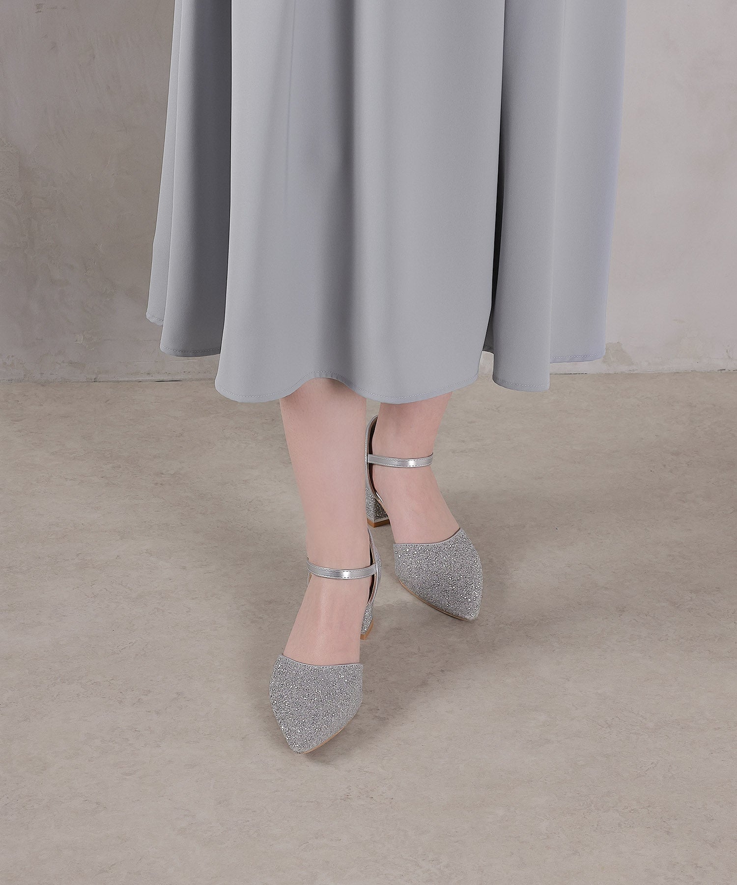 チュールラメ刺繍 オフショル Aラインワンピース ドレス