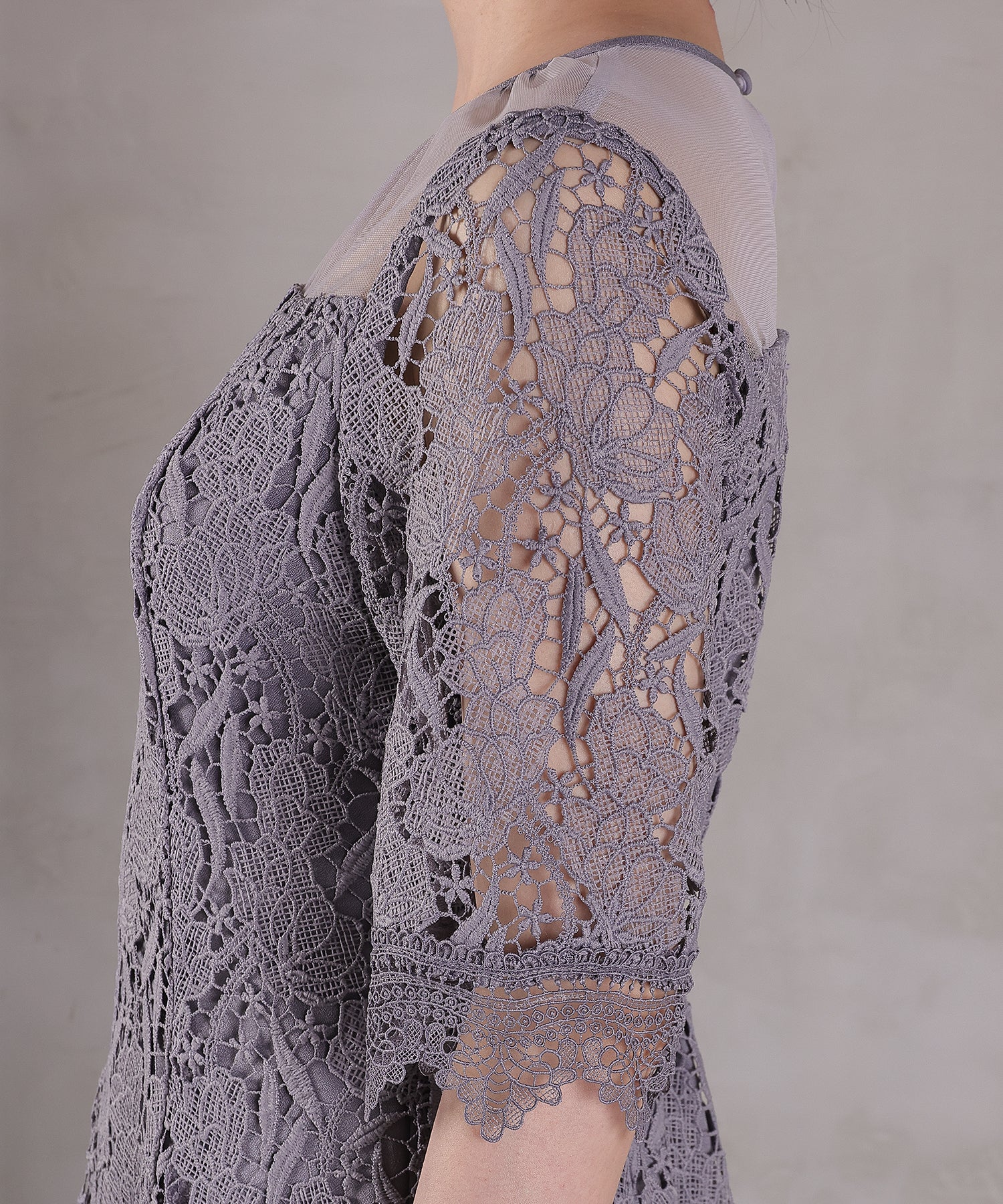 ケミカルレース Aラインワンピースドレス