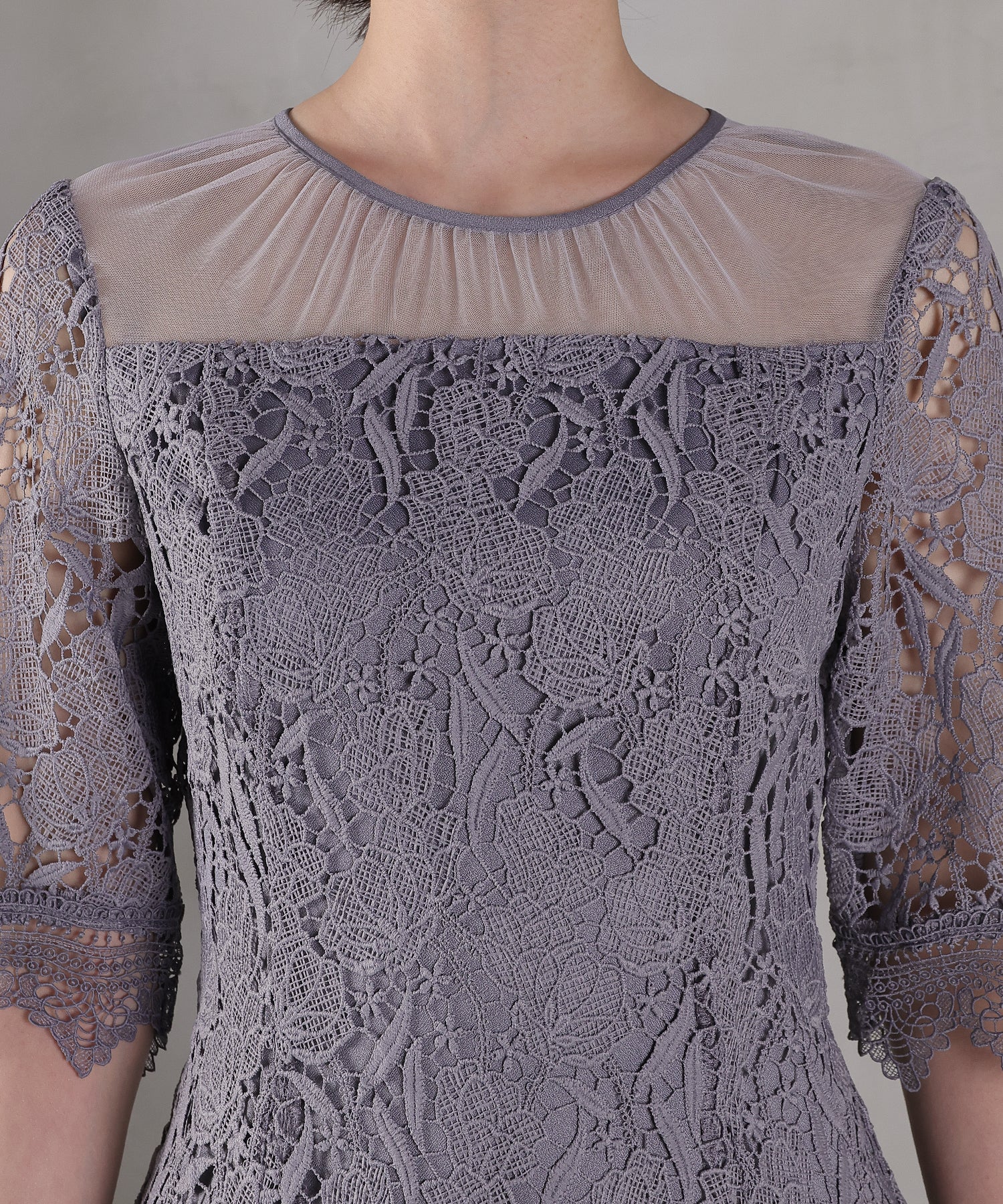 ケミカルレース Aラインワンピースドレス