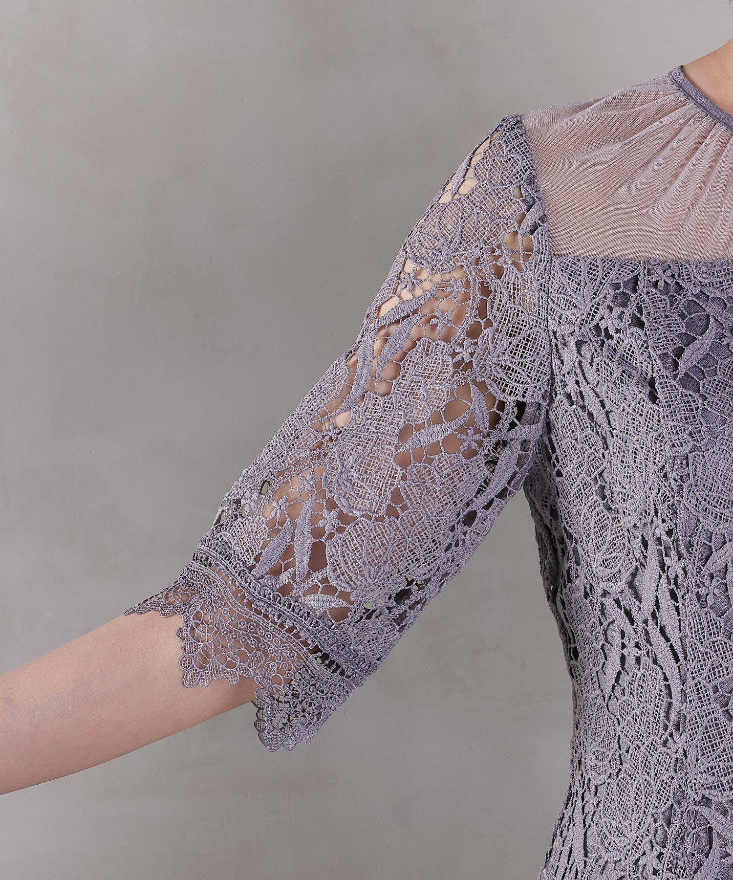 ケミカルレース Aラインワンピースドレス