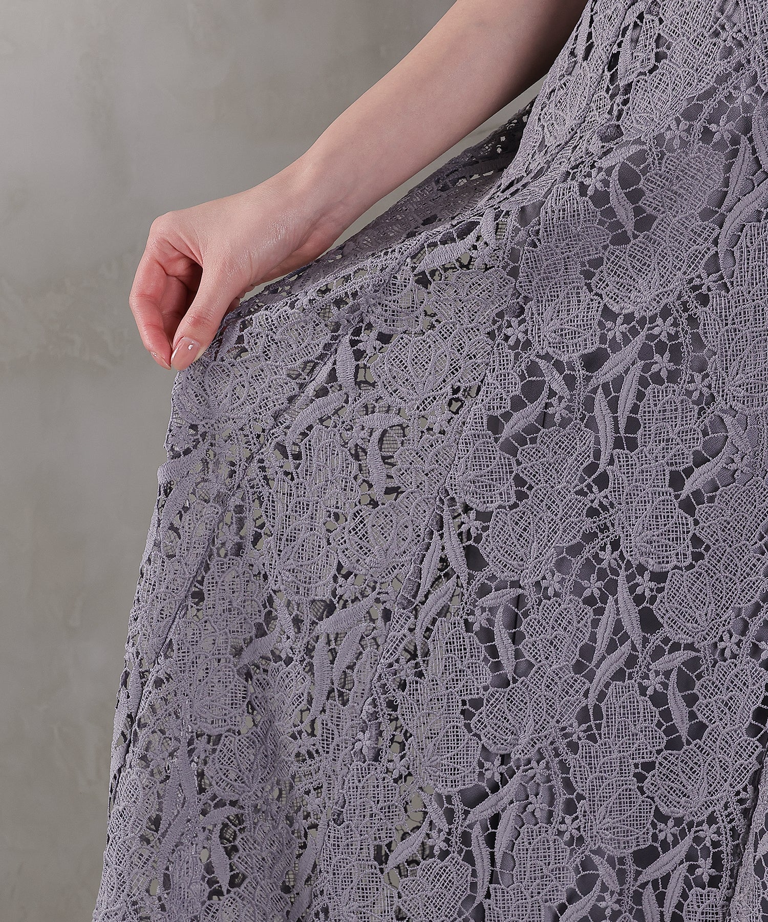 ケミカルレース Aラインワンピースドレス