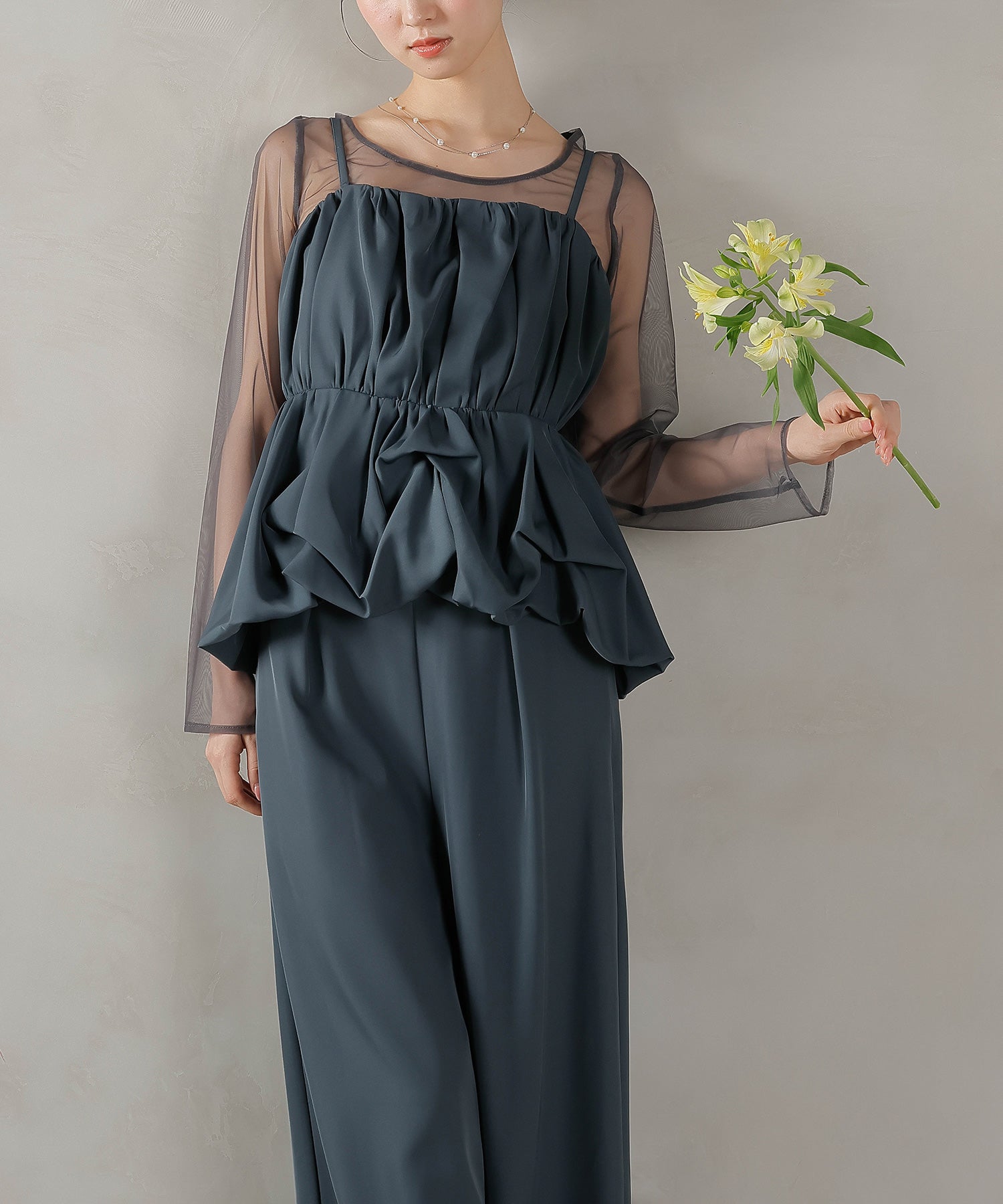 レーストップス キャミビスチェ パンツドレス 3点セット 結婚式