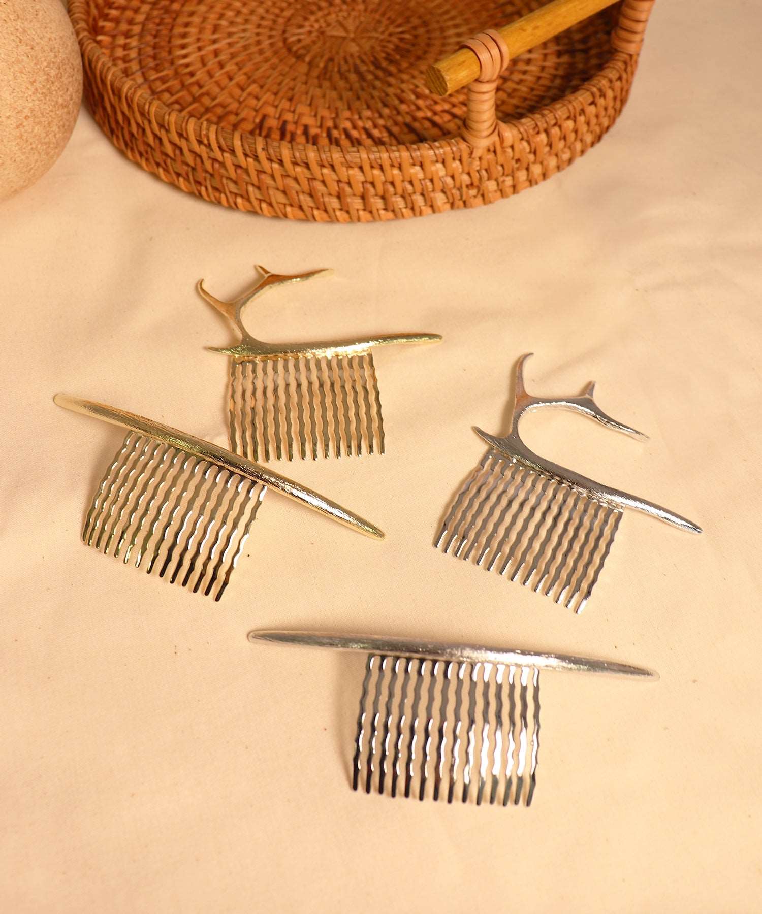 ゴールド シルバー メタル ヘアコーム